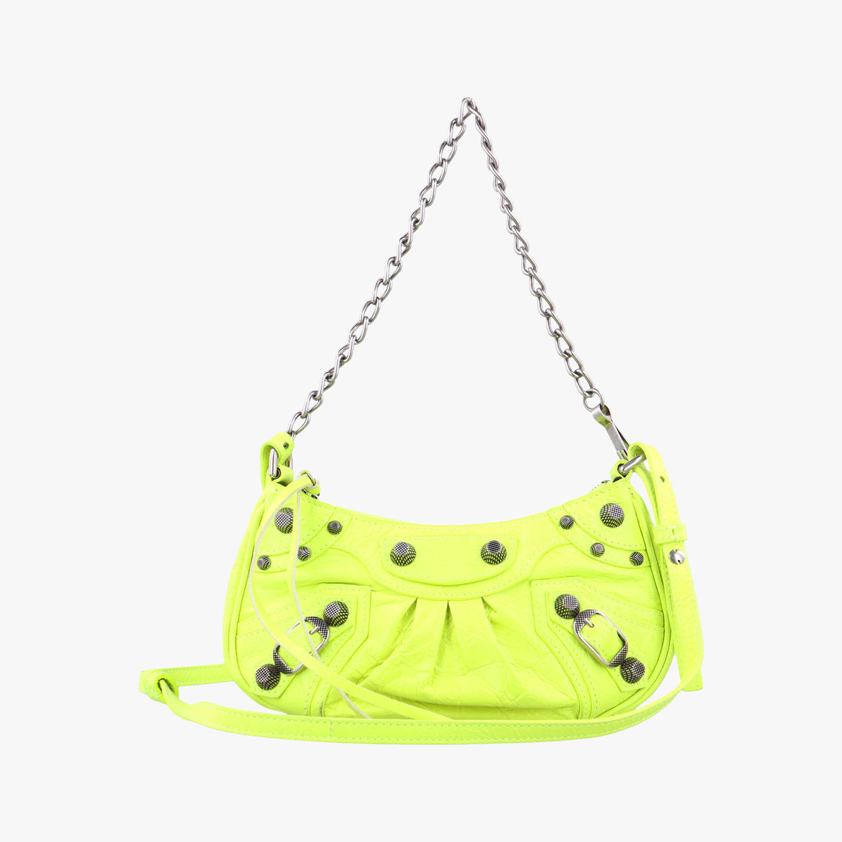Pre-owned Balenciaga Le Cagole YellowGreen lambskin  shoulderbag | stylenewstar