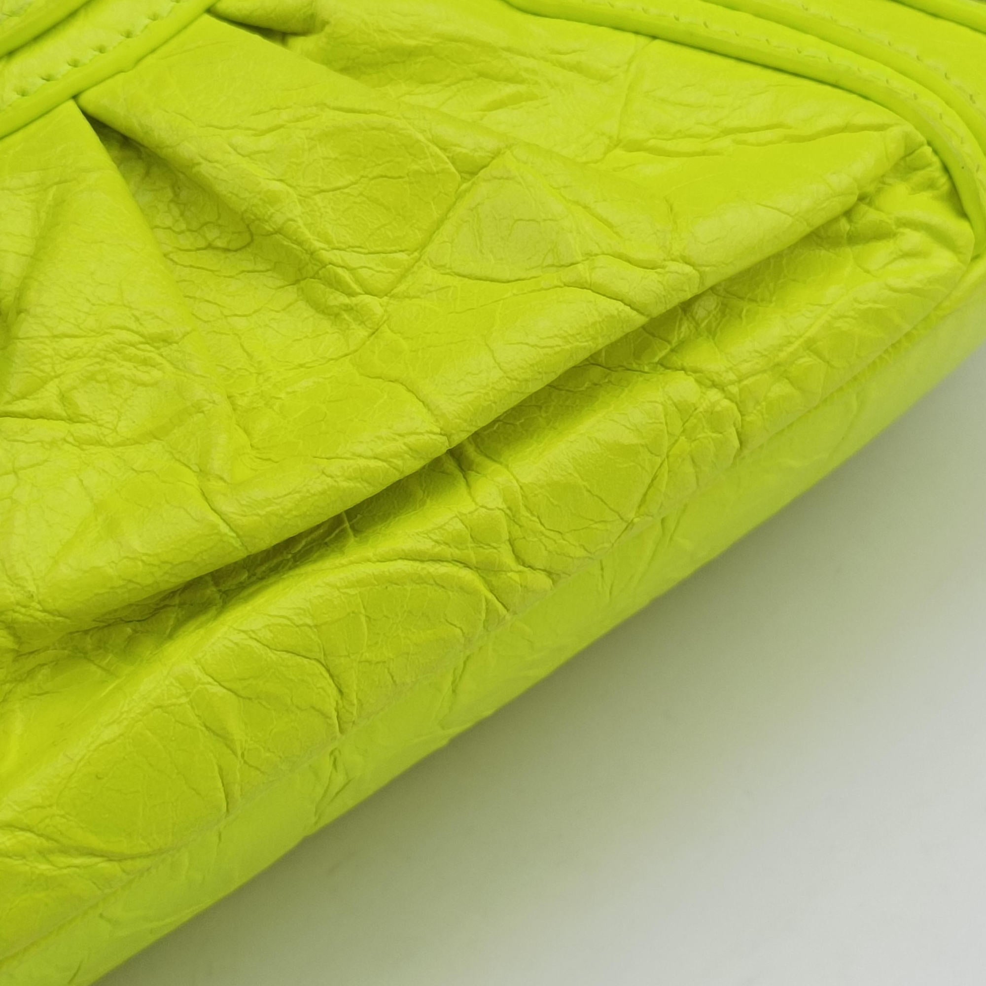 Pre-owned Balenciaga Le Cagole YellowGreen lambskin  shoulderbag | stylenewstar