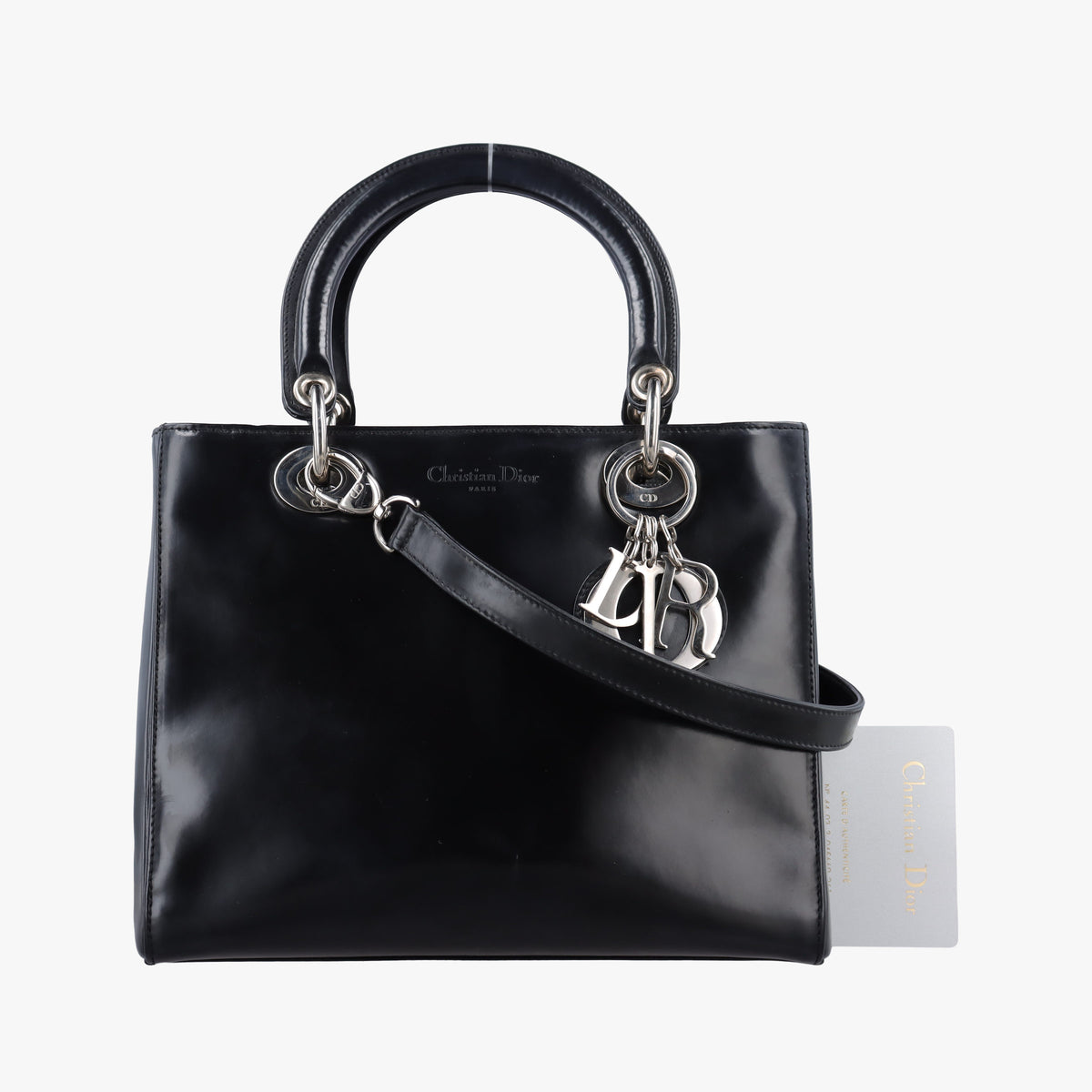 Pre-owned Christian Dior Lady Dior Black Leather  shoulderbag | stylenewstar