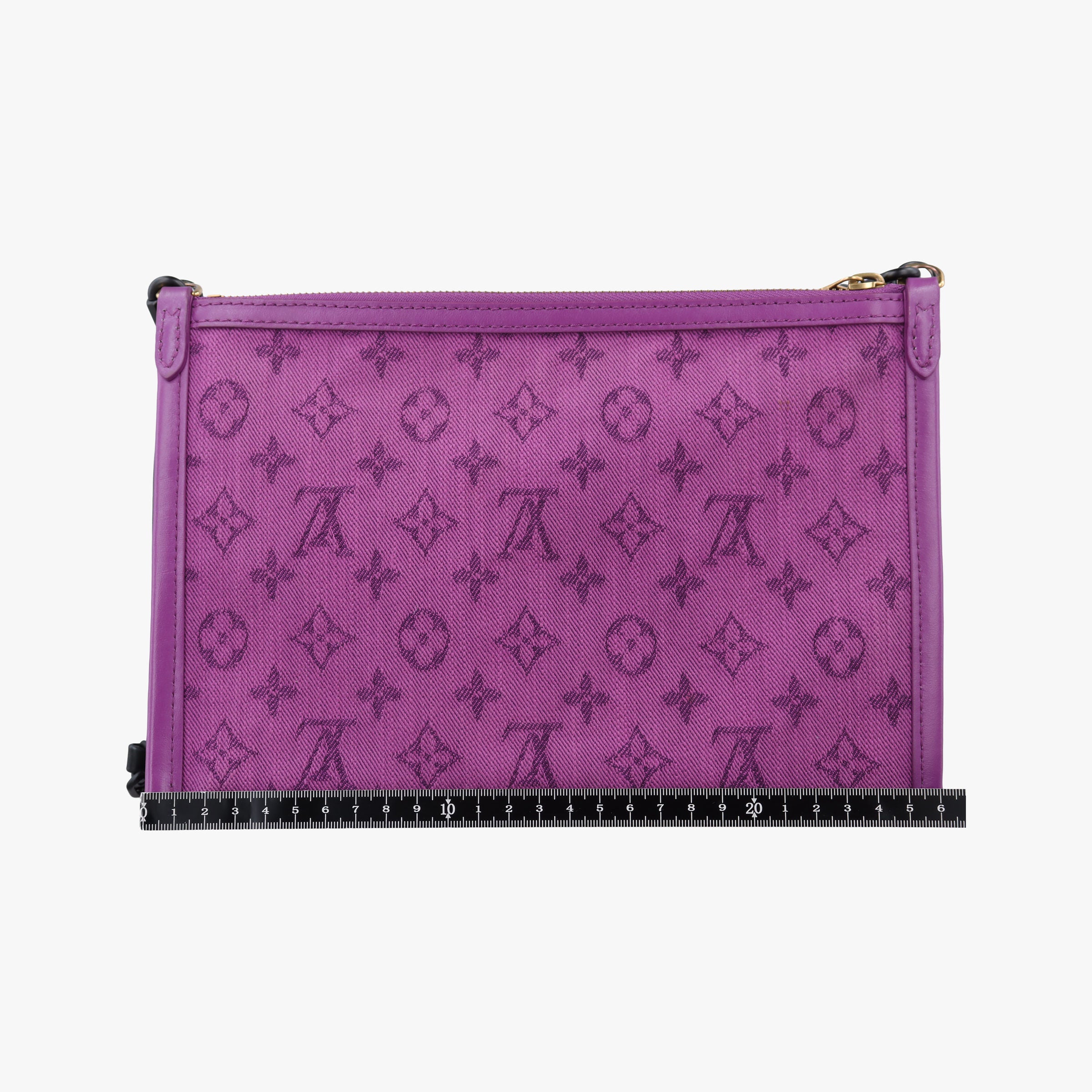 Pre-owned Louis Vuitton Flat Messenger purple x Brown Monogram Canvas x Denim M44641 shoulderbag | stylenewstar