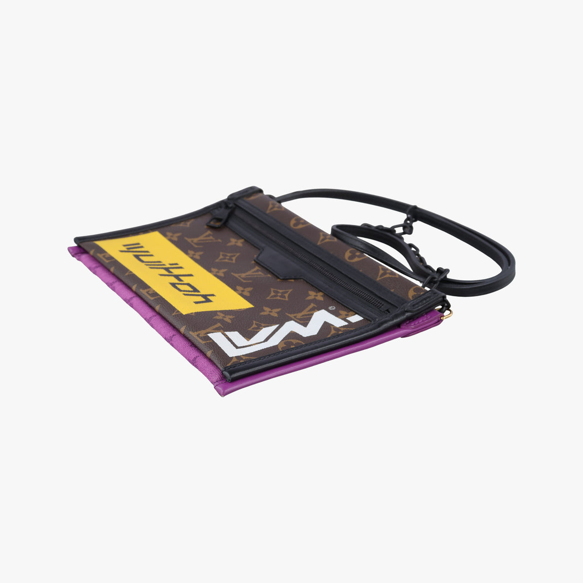 Pre-owned Louis Vuitton Flat Messenger purple x Brown Monogram Canvas x Denim M44641 shoulderbag | stylenewstar