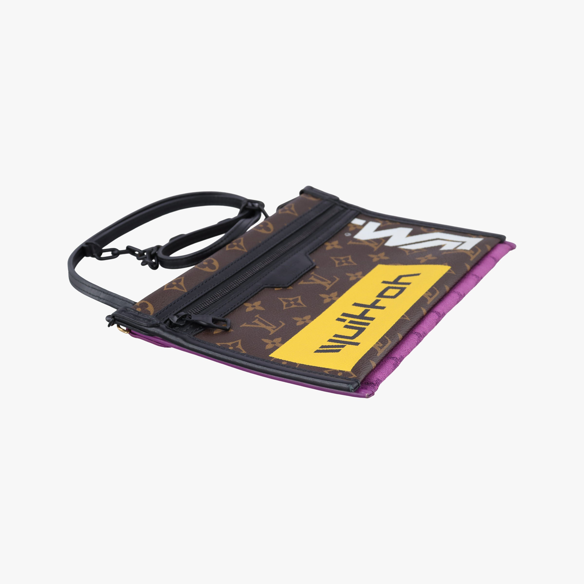 Pre-owned Louis Vuitton Flat Messenger purple x Brown Monogram Canvas x Denim M44641 shoulderbag | stylenewstar