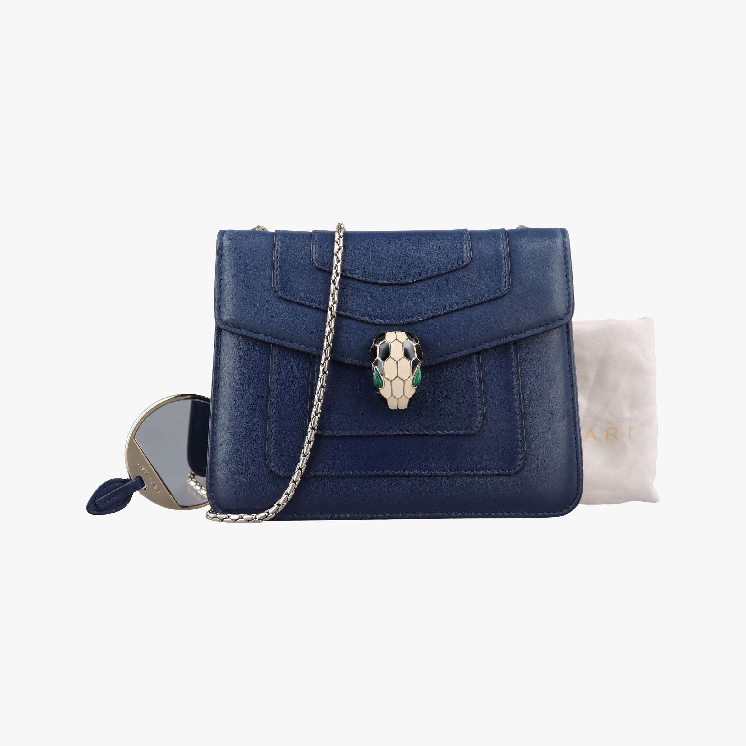 Pre-owned Bvlgari SERPENTI FOREVER Navy Leather  shoulderbag | stylenewstar