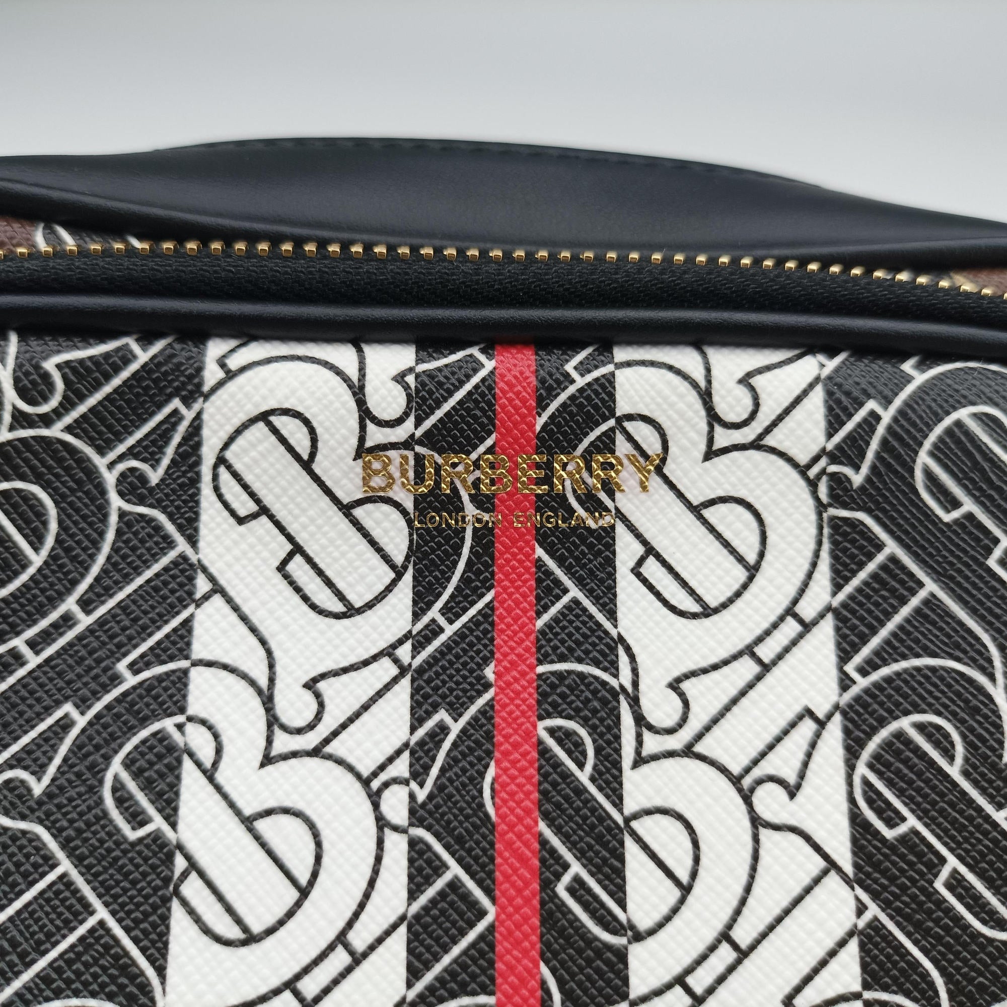 Pre-owned Burberry Bridle Stripe Brown×Multicolour PVC coated canvas x leather  shoulderbag | stylenewstar