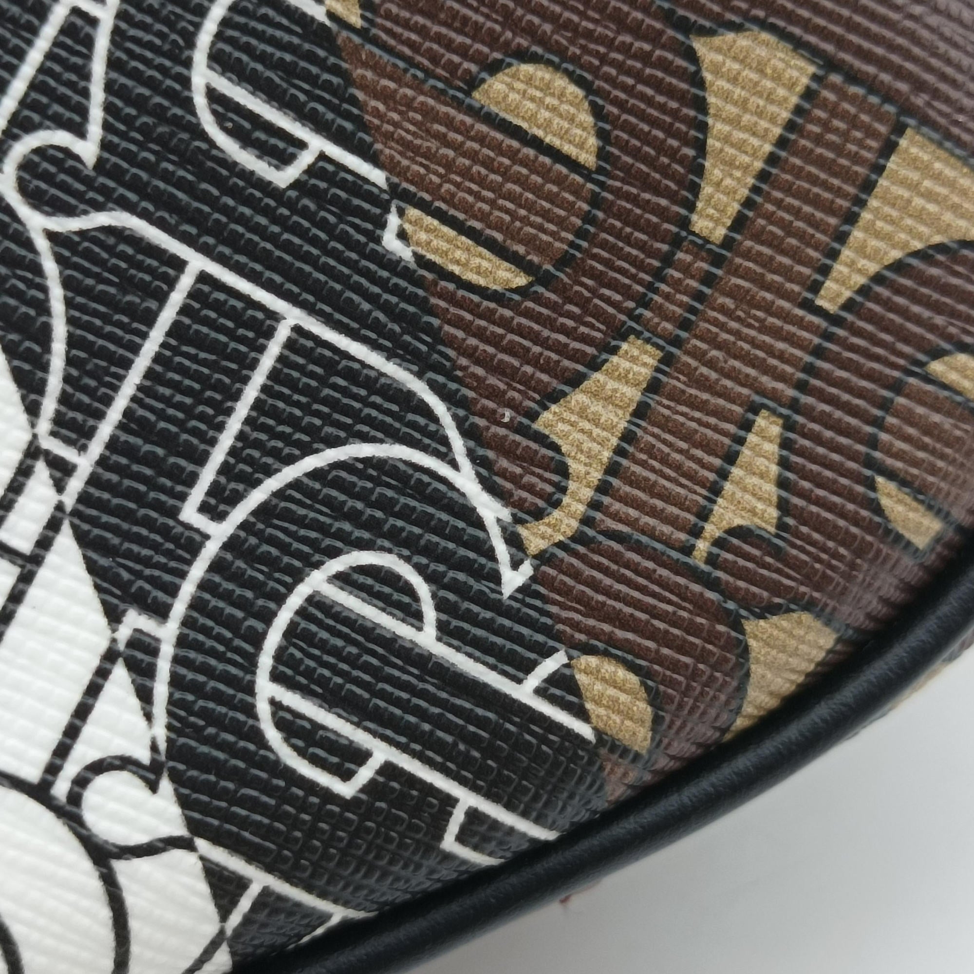 Pre-owned Burberry Bridle Stripe Brown×Multicolour PVC coated canvas x leather  shoulderbag | stylenewstar