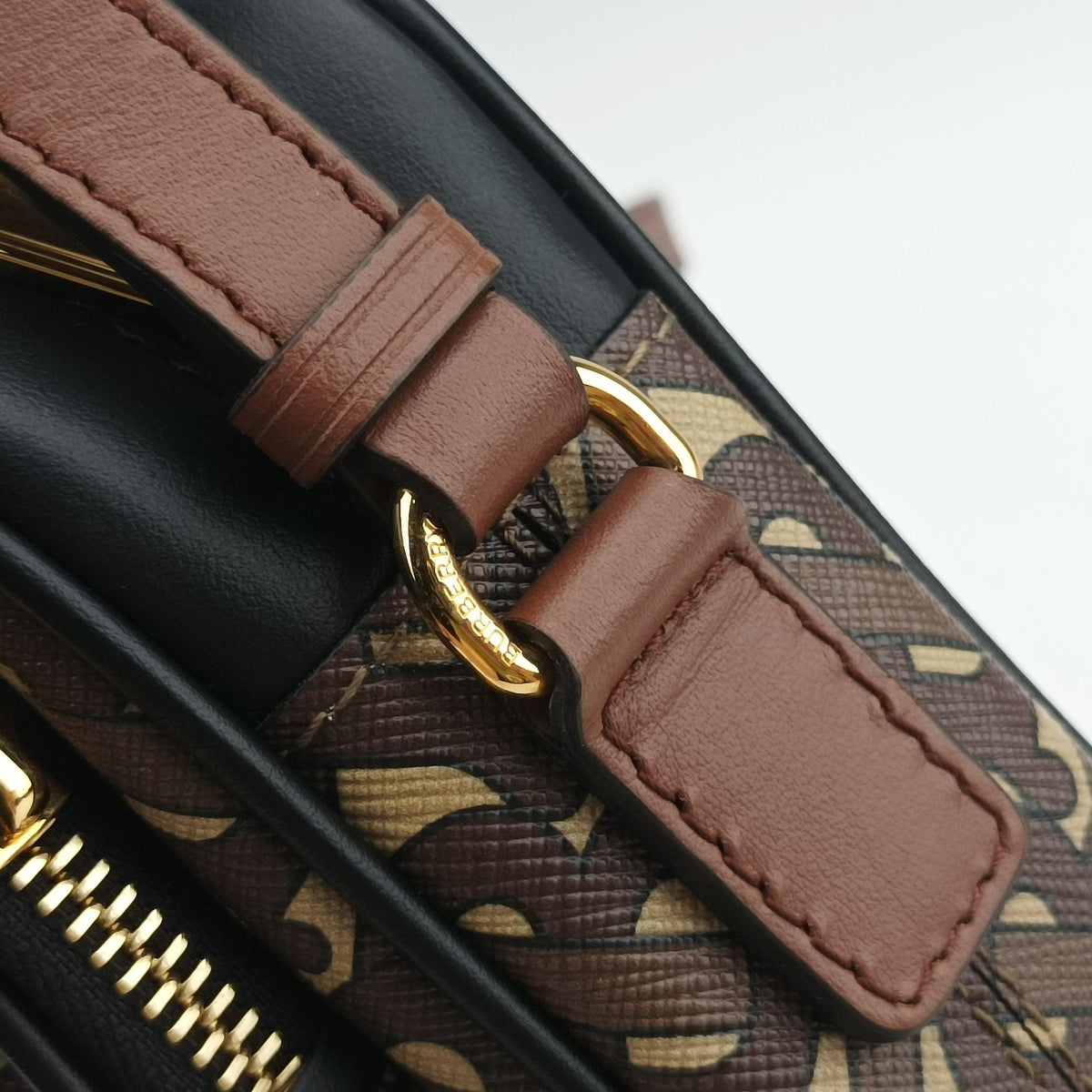 Pre-owned Burberry Bridle Stripe Brown×Multicolour PVC coated canvas x leather  shoulderbag | stylenewstar
