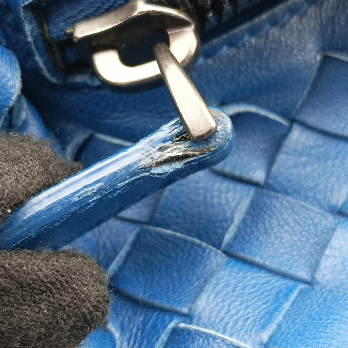Pre-owned Bottega Veneta Intrecciato Blue lambskin  handbag | stylenewstar