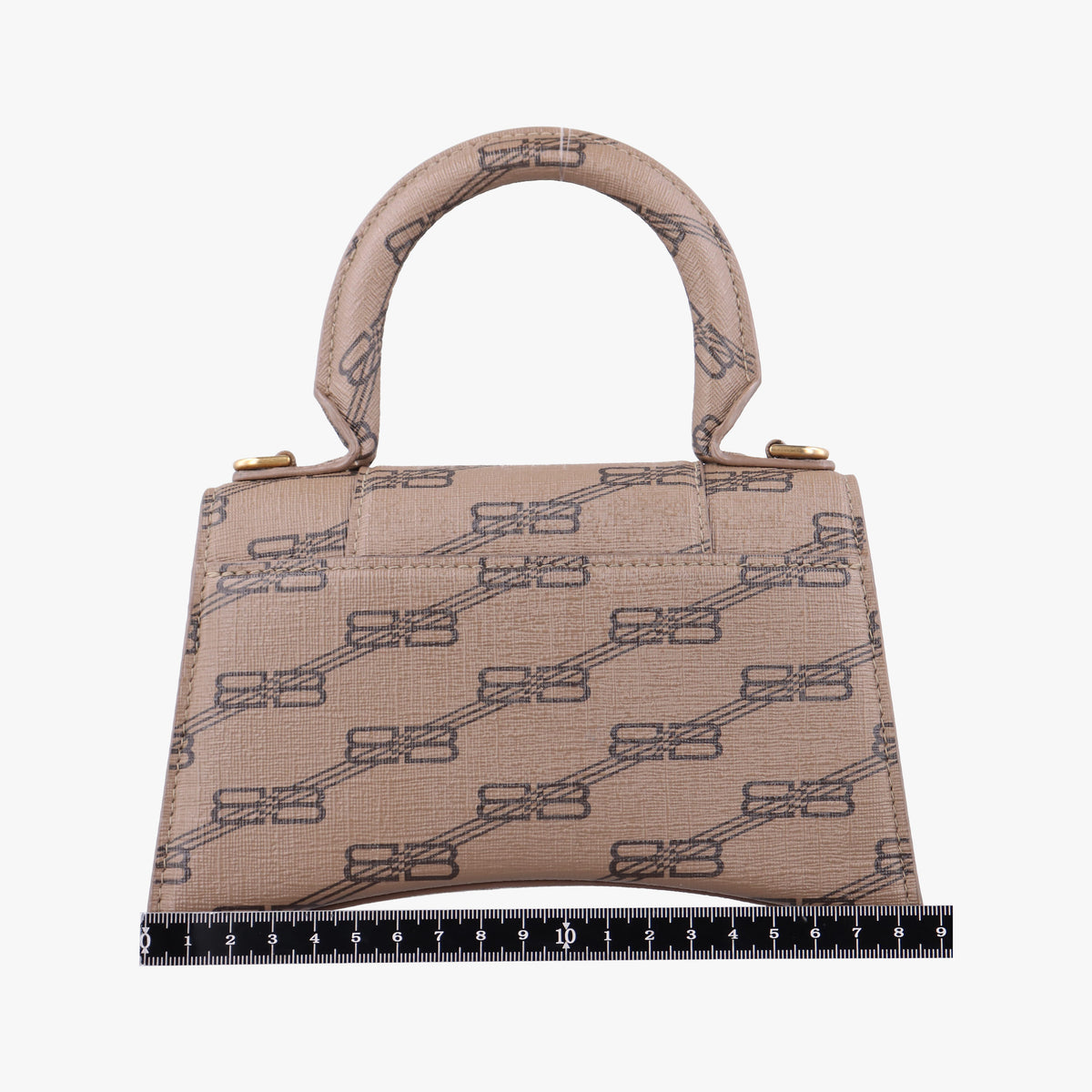 Pre-owned Balenciaga Hourglass XS BB monogram Brown PVCcoated canvas  shoulderbag | stylenewstar