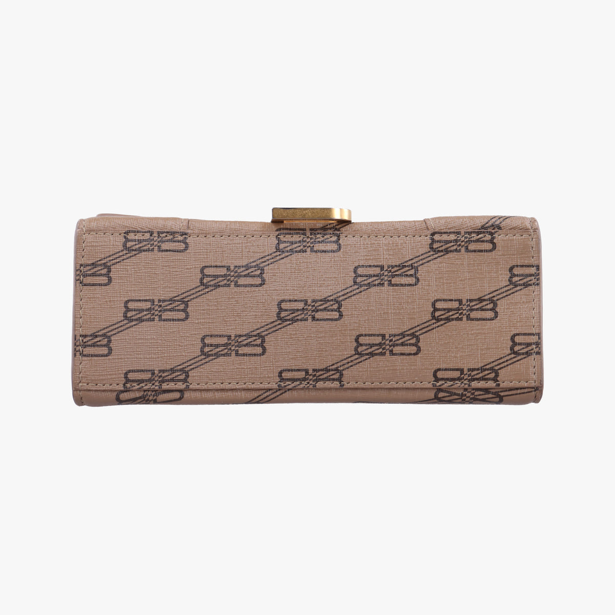 Pre-owned Balenciaga Hourglass XS BB monogram Brown PVCcoated canvas  shoulderbag | stylenewstar