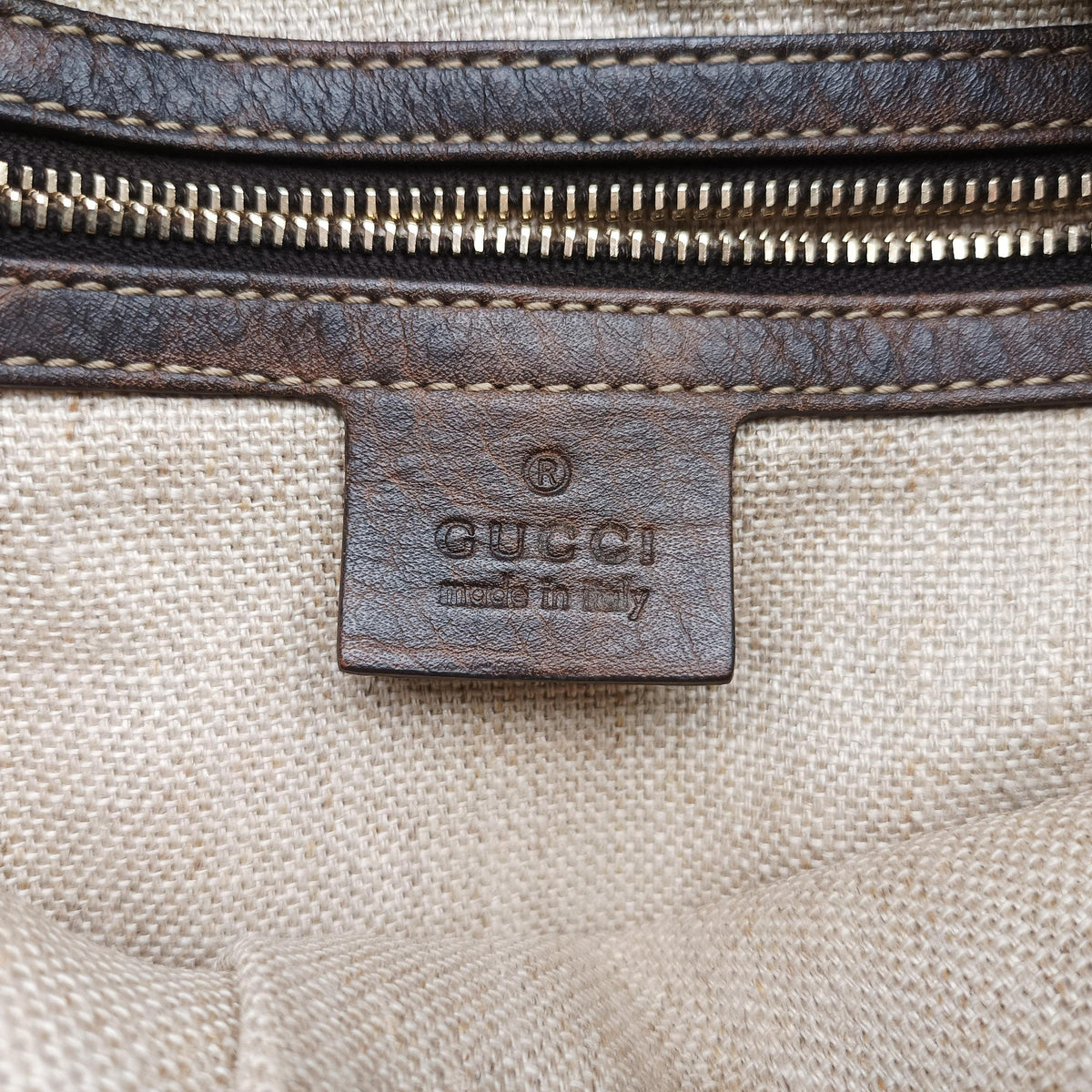 Pre-owned Gucci New Jackie Beige×Brown canvas×Leather 246907 handbag | stylenewstar