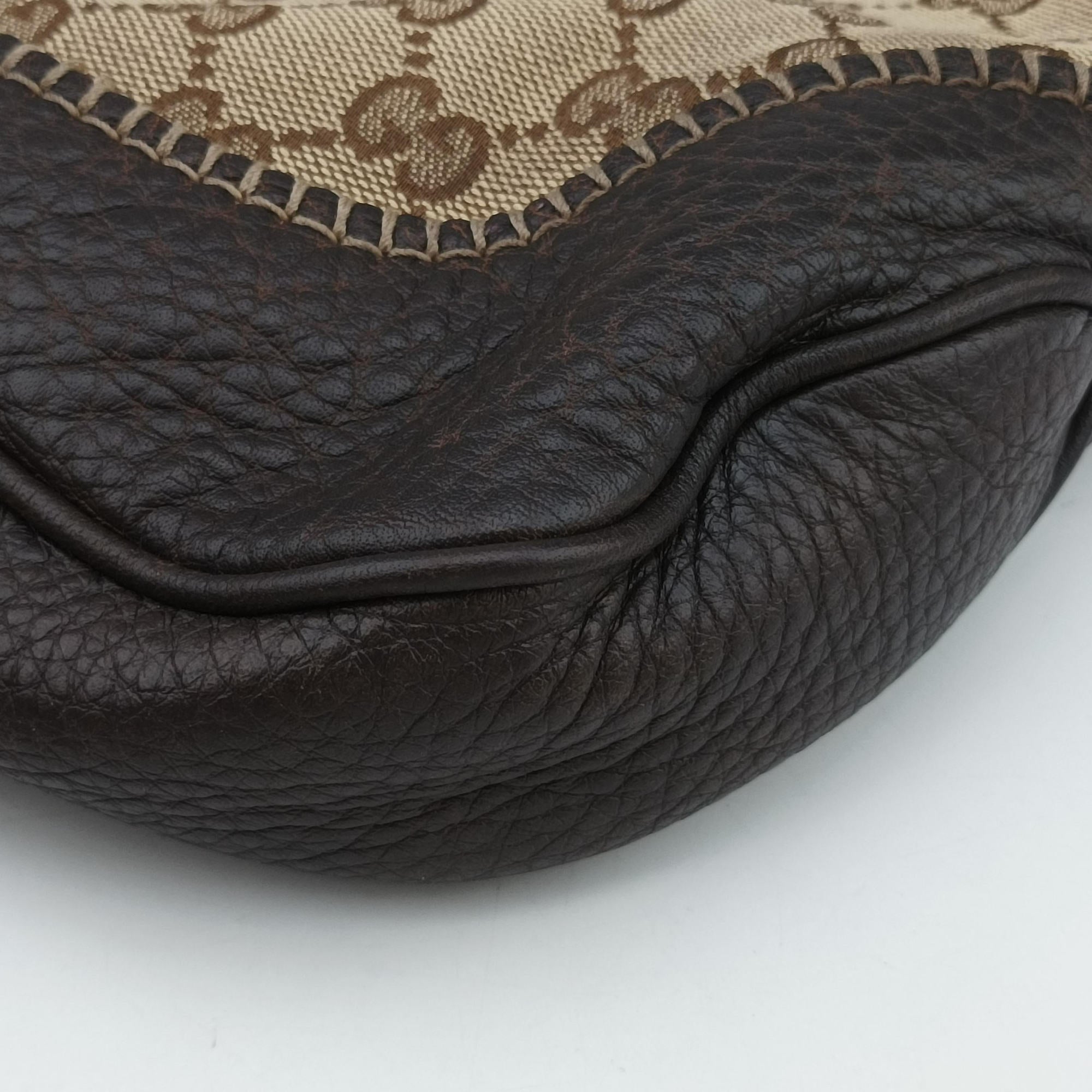 Pre-owned Gucci New Jackie Beige×Brown canvas×Leather 246907 handbag | stylenewstar
