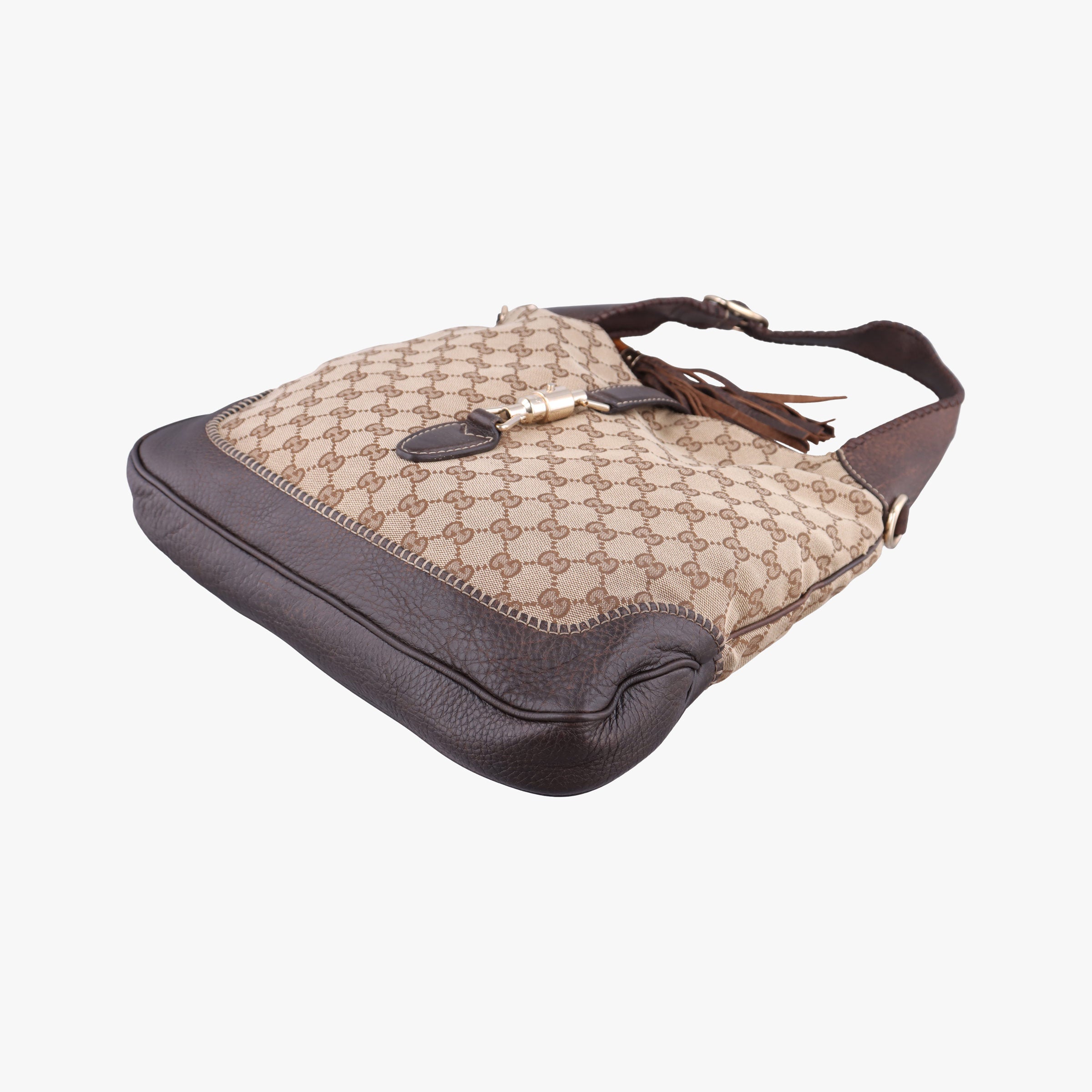 Pre-owned Gucci New Jackie Beige×Brown canvas×Leather 246907 handbag | stylenewstar