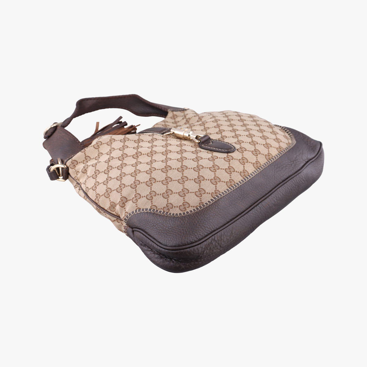 Pre-owned Gucci New Jackie Beige×Brown canvas×Leather 246907 handbag | stylenewstar