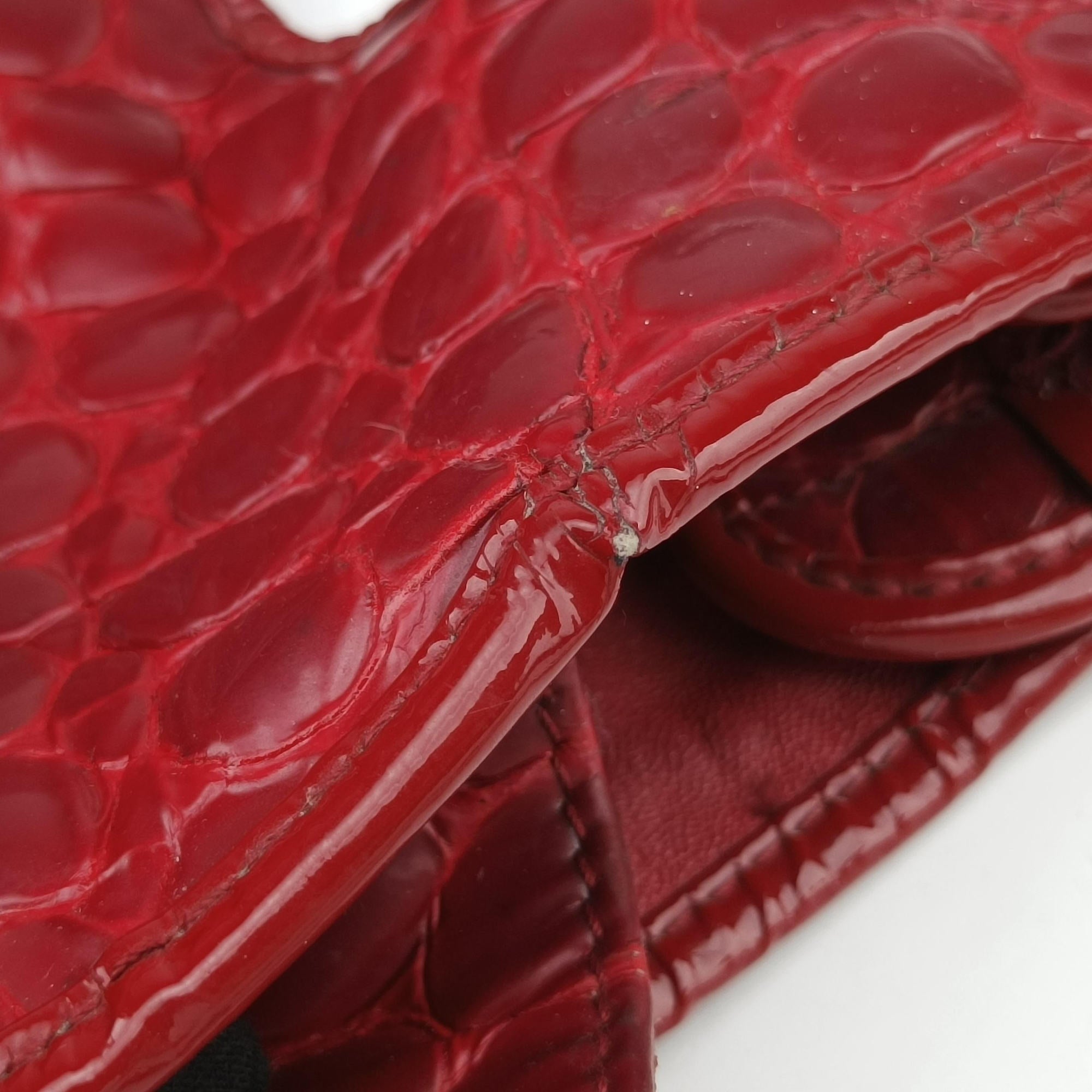 Pre-owned Christian Dior Croc Red Leather  handbag | stylenewstar