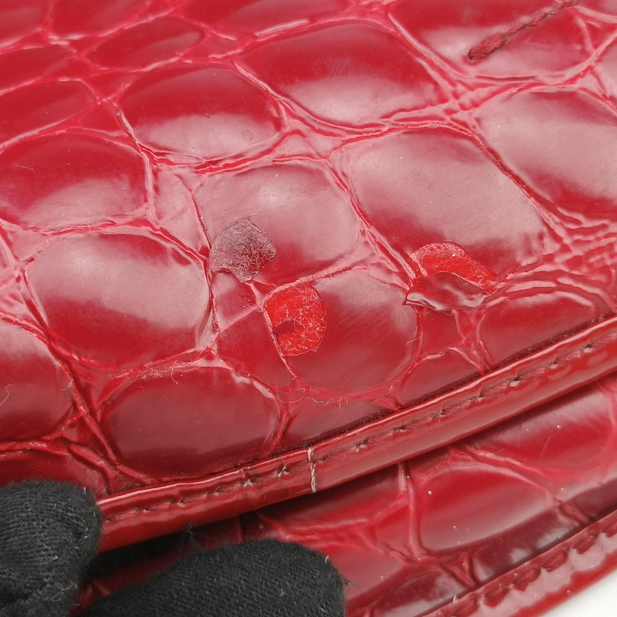 Pre-owned Christian Dior Croc Red Leather  handbag | stylenewstar