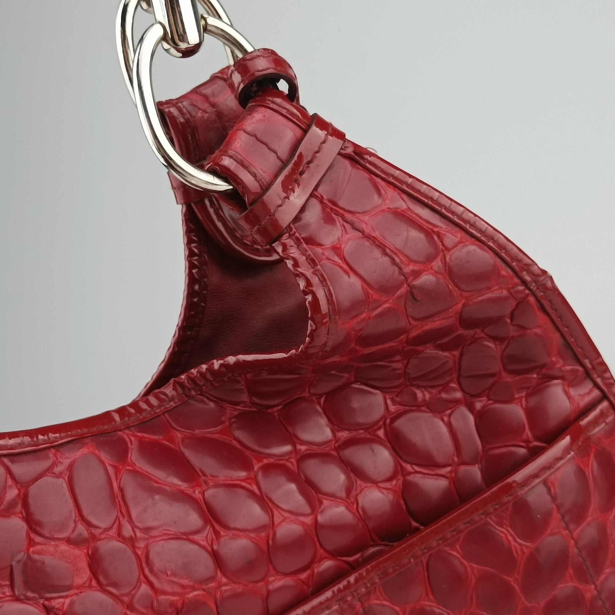 Pre-owned Christian Dior Croc Red Leather  handbag | stylenewstar