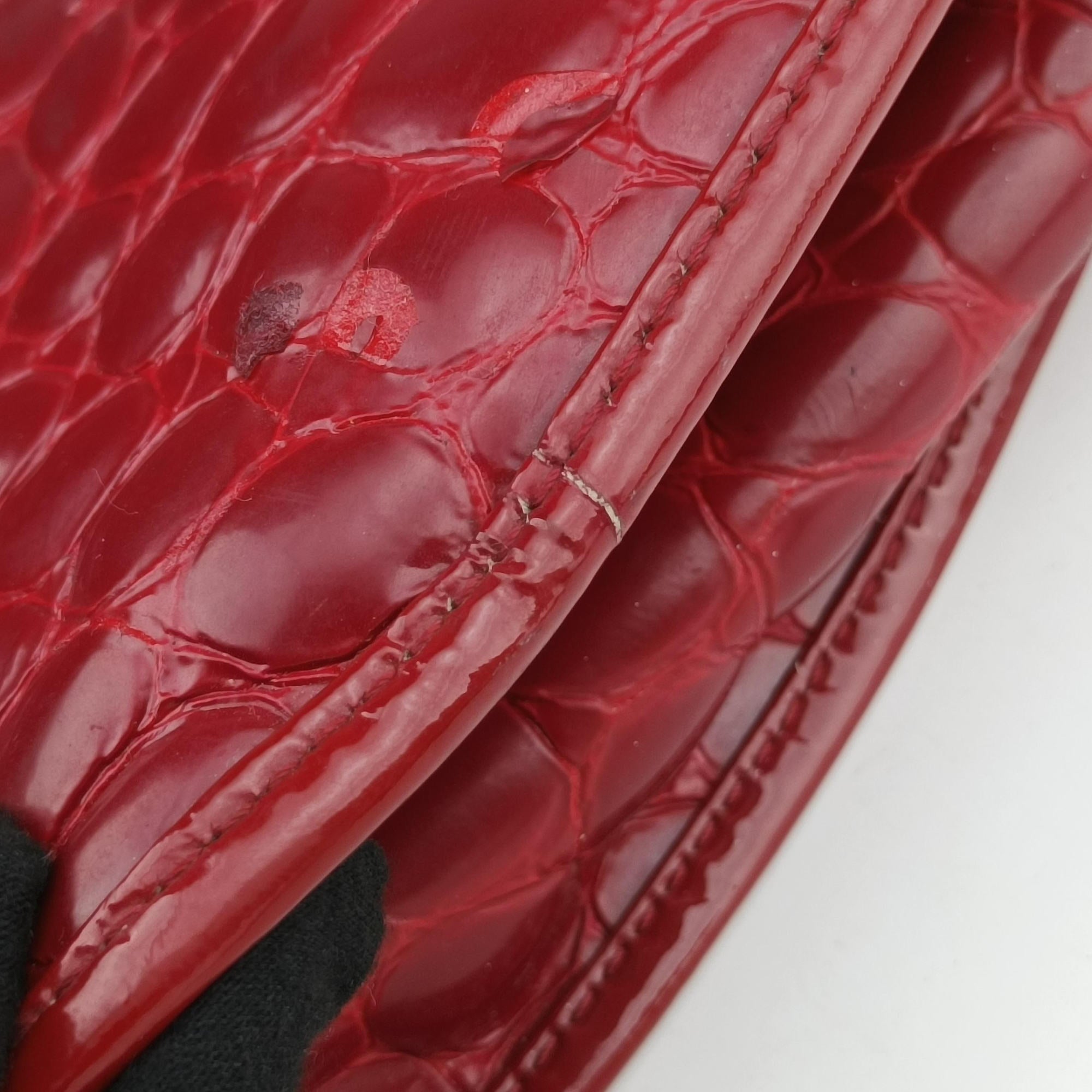 Pre-owned Christian Dior Croc Red Leather  handbag | stylenewstar