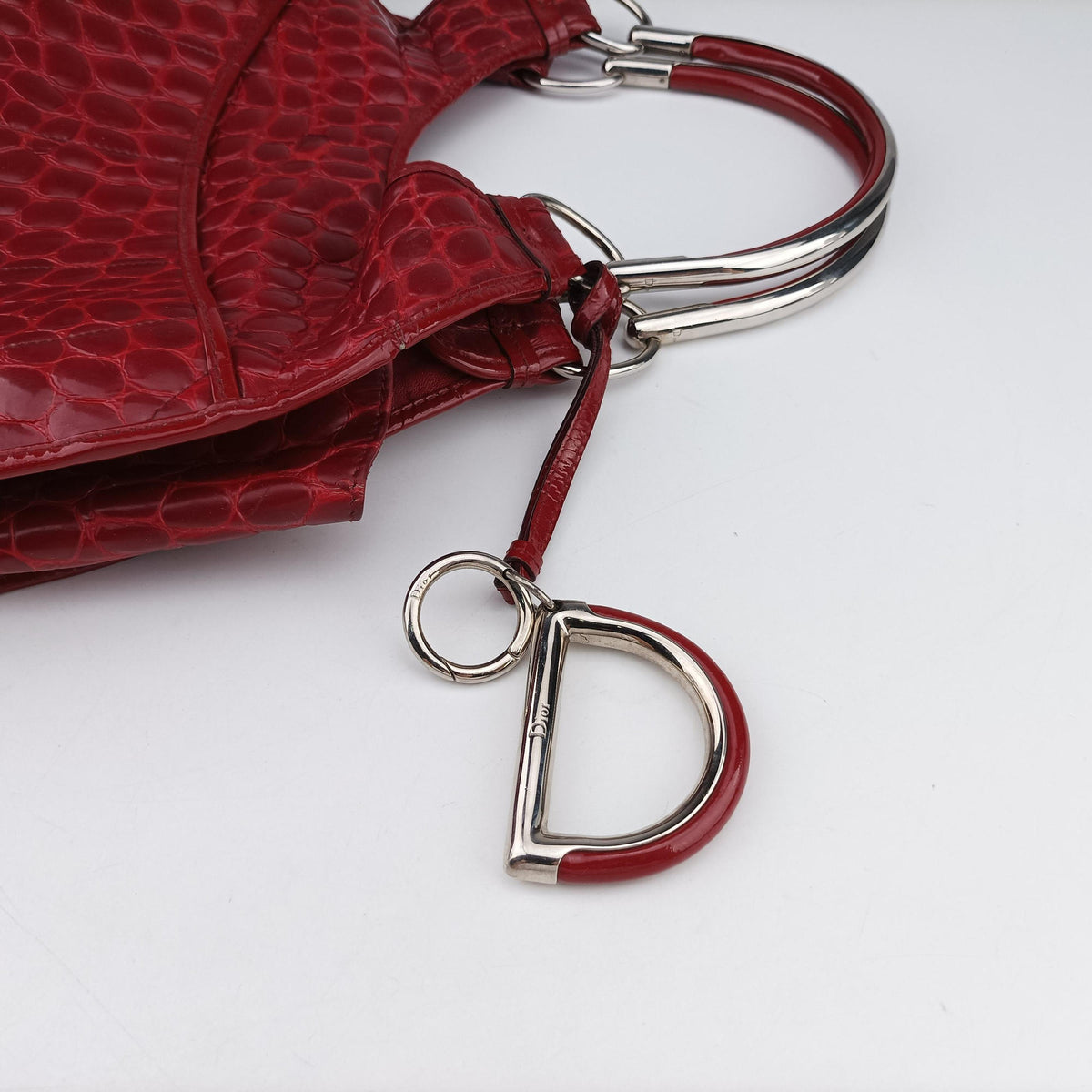 Pre-owned Christian Dior Croc Red Leather  handbag | stylenewstar