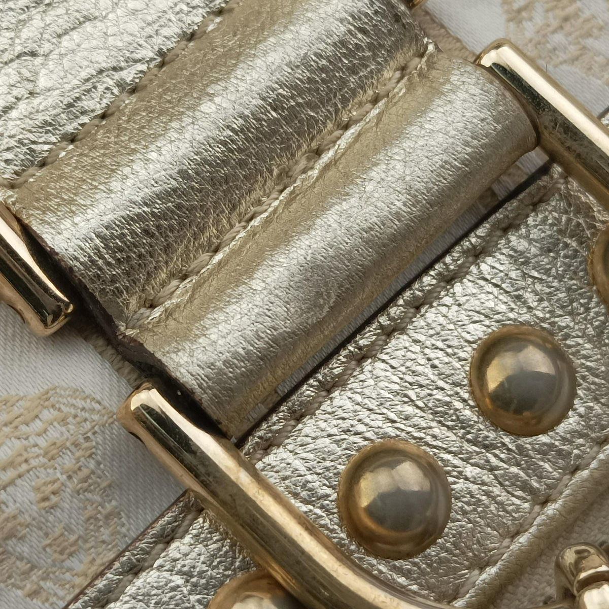 Pre-owned VERSACE La Medusa Golden Canvas × Leather  handbag | stylenewstar