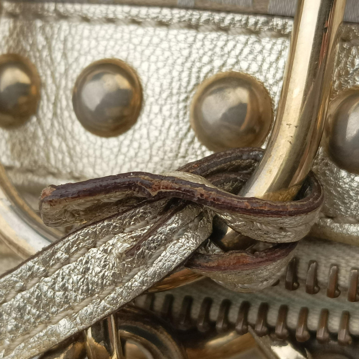 Pre-owned VERSACE La Medusa Golden Canvas × Leather  handbag | stylenewstar