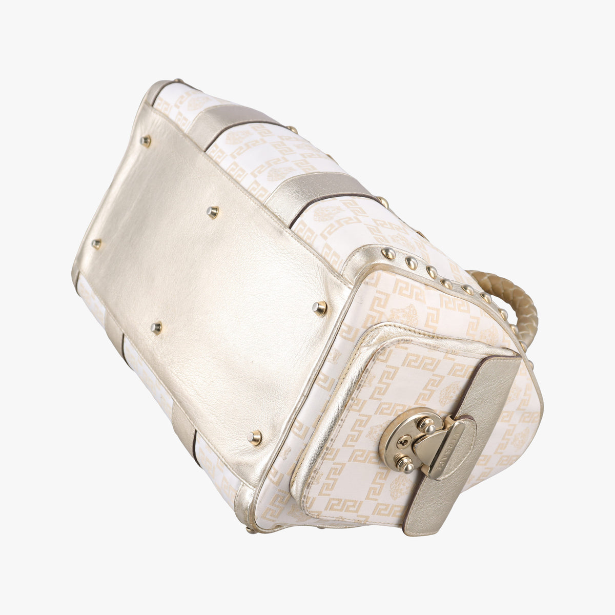 Pre-owned VERSACE La Medusa Golden Canvas × Leather  handbag | stylenewstar