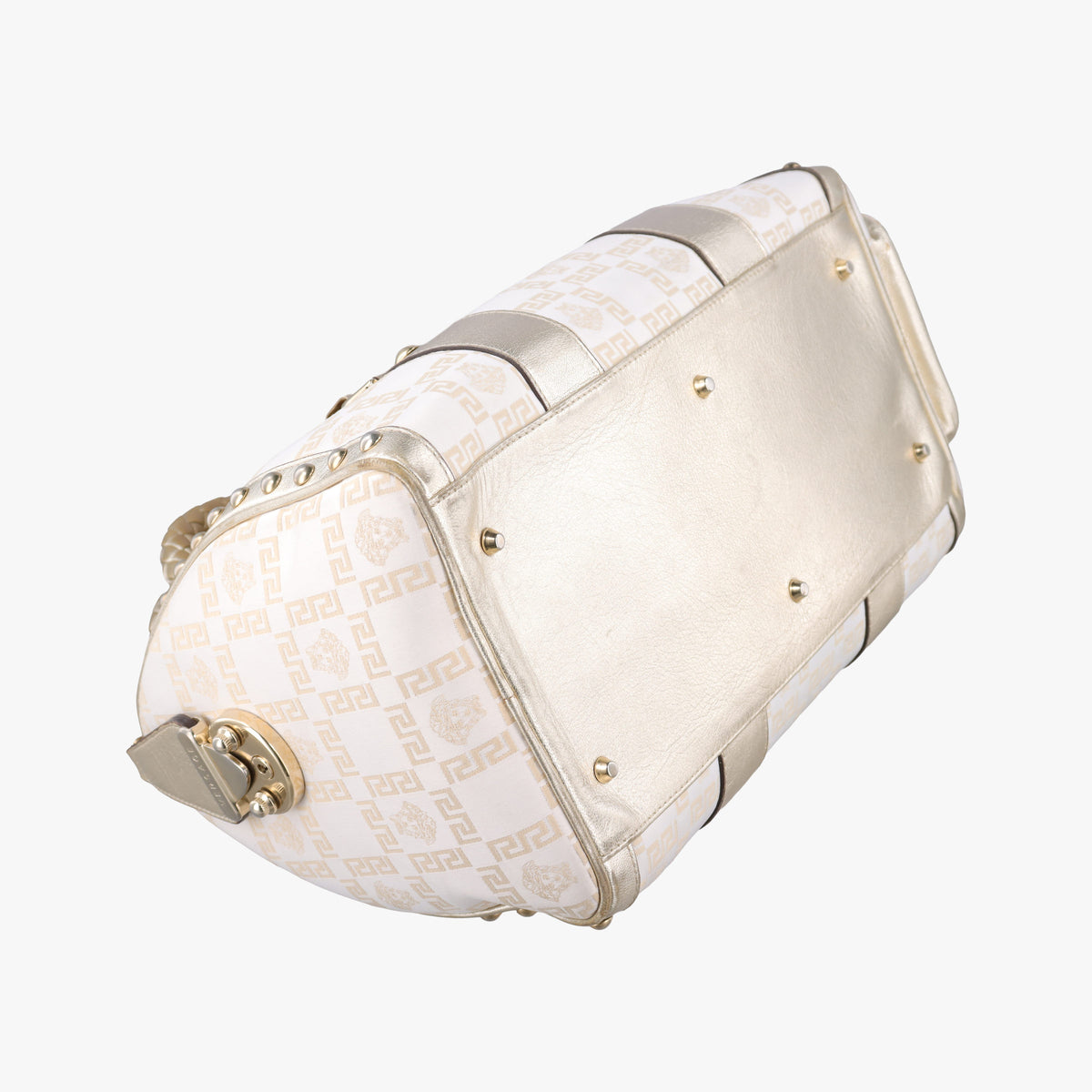 Pre-owned VERSACE La Medusa Golden Canvas × Leather  handbag | stylenewstar