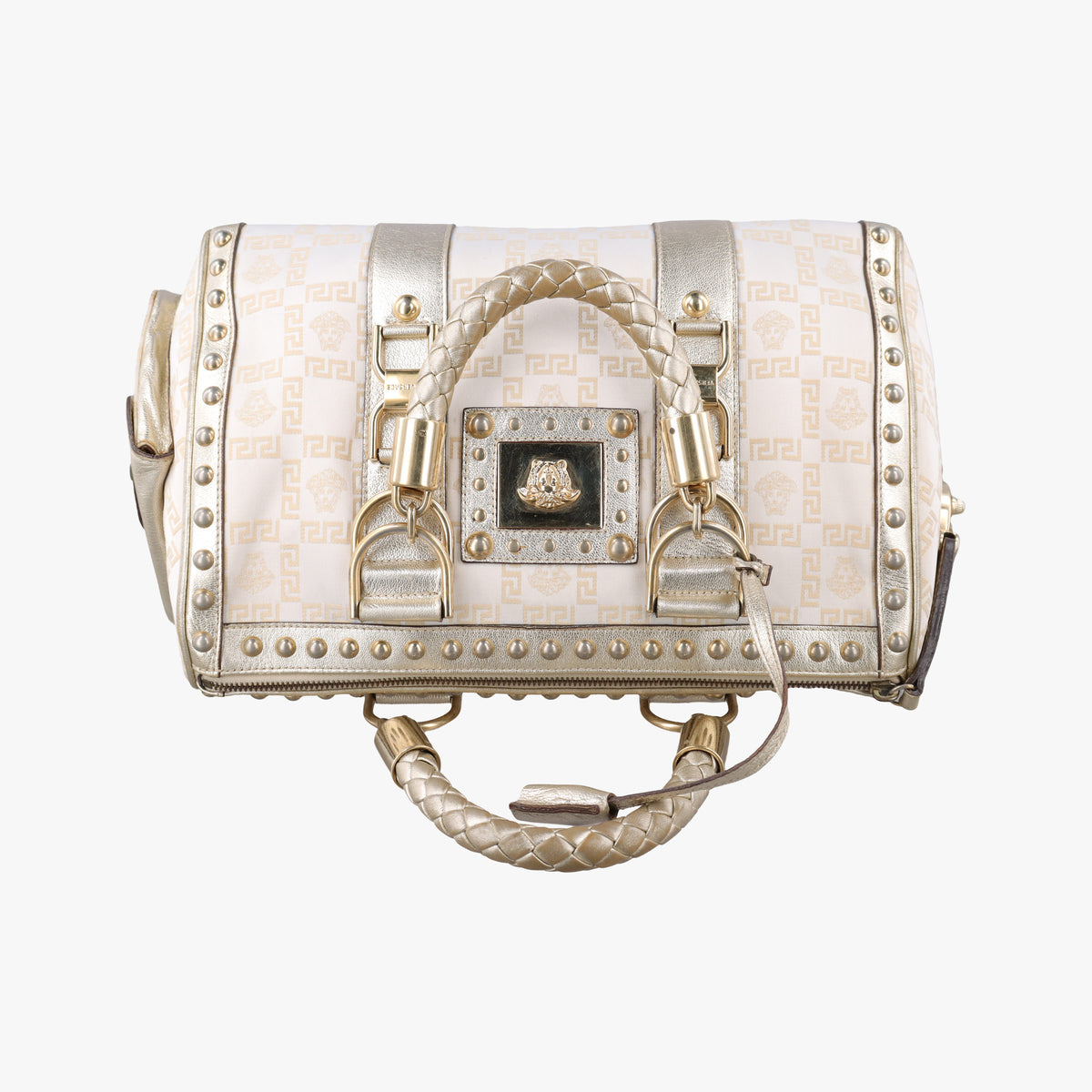 Pre-owned VERSACE La Medusa Golden Canvas × Leather  handbag | stylenewstar