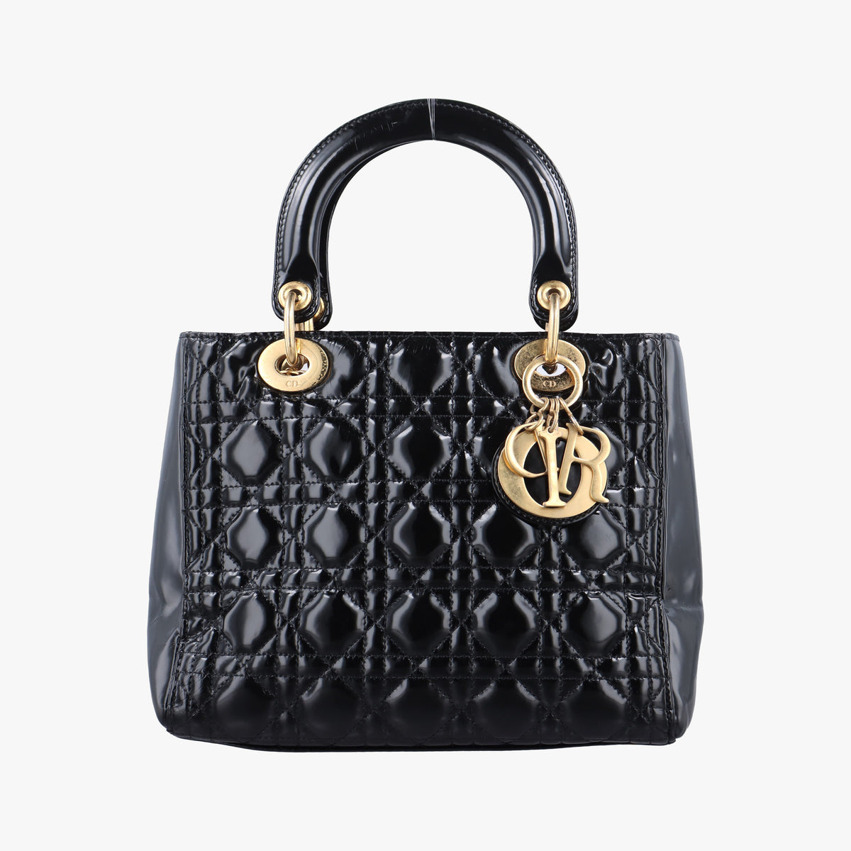 Pre-owned Christian Dior Lady Dior Black Patent  handbag | stylenewstar