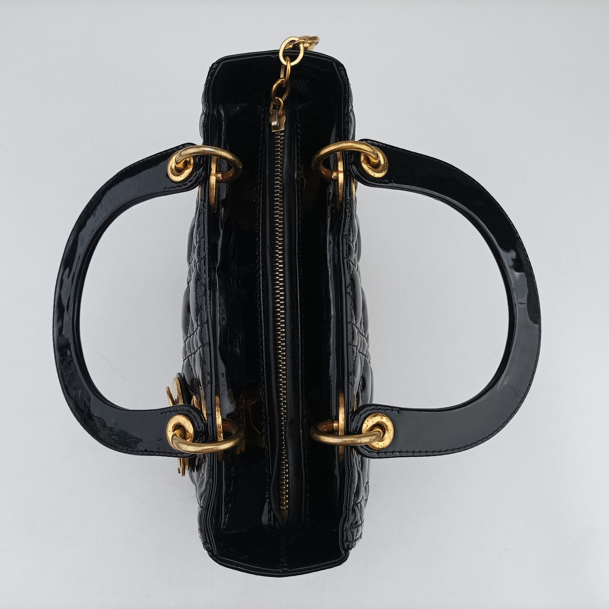 Pre-owned Christian Dior Lady Dior Black Patent  handbag | stylenewstar