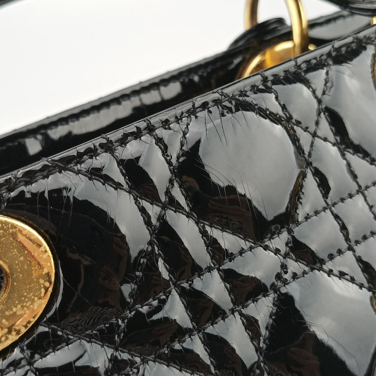 Pre-owned Christian Dior Lady Dior Black Patent  handbag | stylenewstar