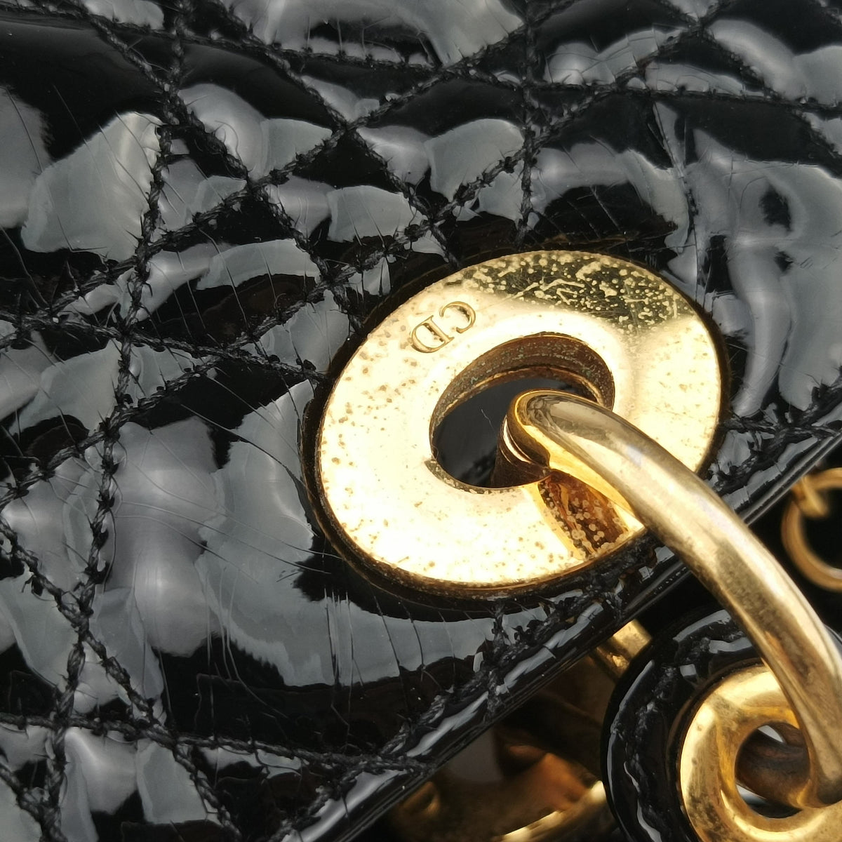 Pre-owned Christian Dior Lady Dior Black Patent  handbag | stylenewstar