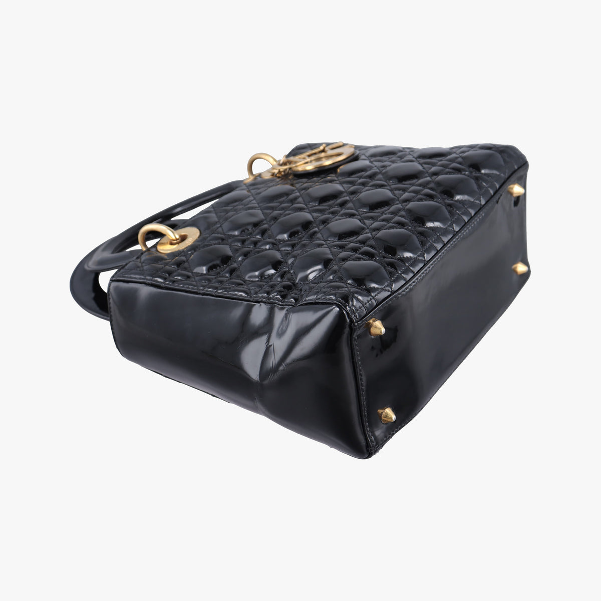 Pre-owned Christian Dior Lady Dior Black Patent  handbag | stylenewstar