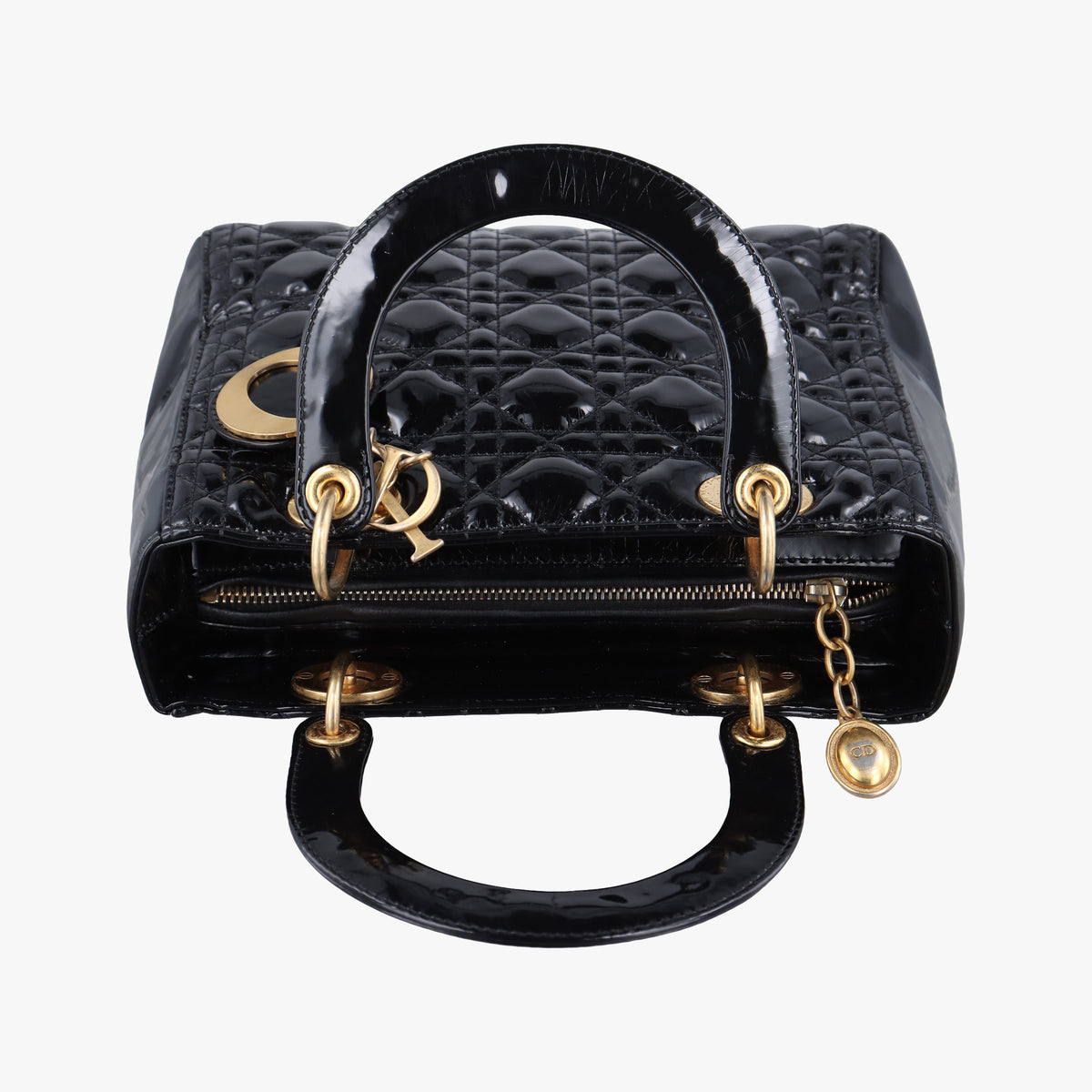 Pre-owned Christian Dior Lady Dior Black Patent  handbag | stylenewstar