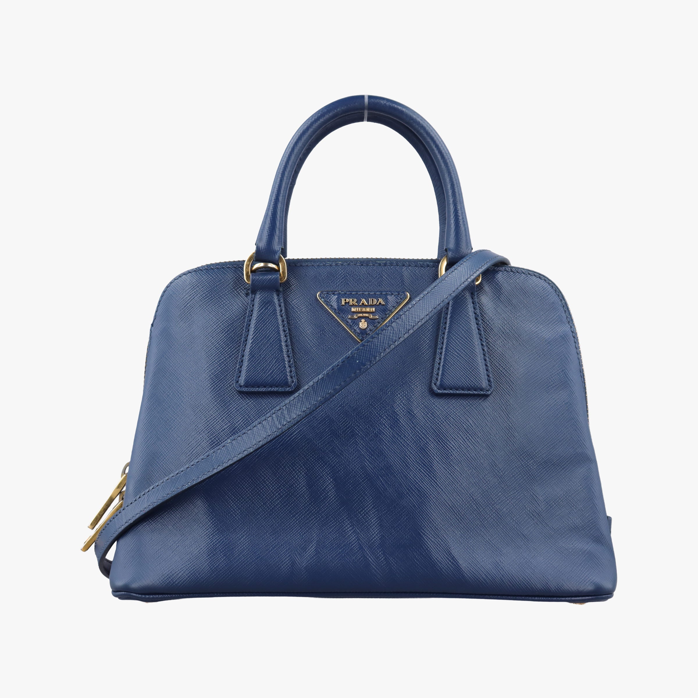 Pre-owned Prada Promenade Blue SAFFIANO Leather BL0838 shoulderbag | stylenewstar