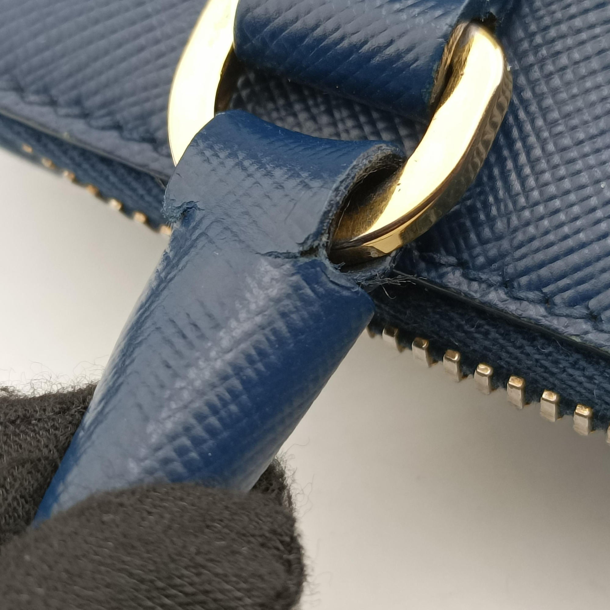 Pre-owned Prada Promenade Blue SAFFIANO Leather BL0838 shoulderbag | stylenewstar
