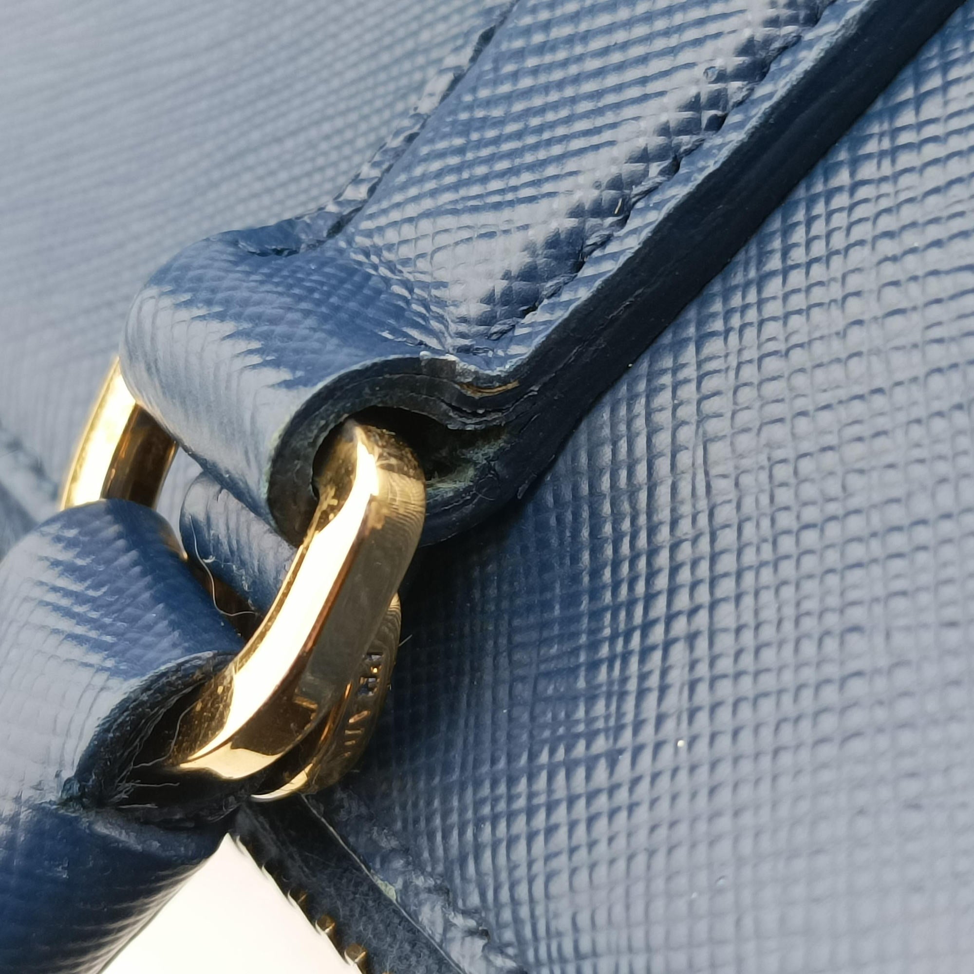 Pre-owned Prada Promenade Blue SAFFIANO Leather BL0838 shoulderbag | stylenewstar