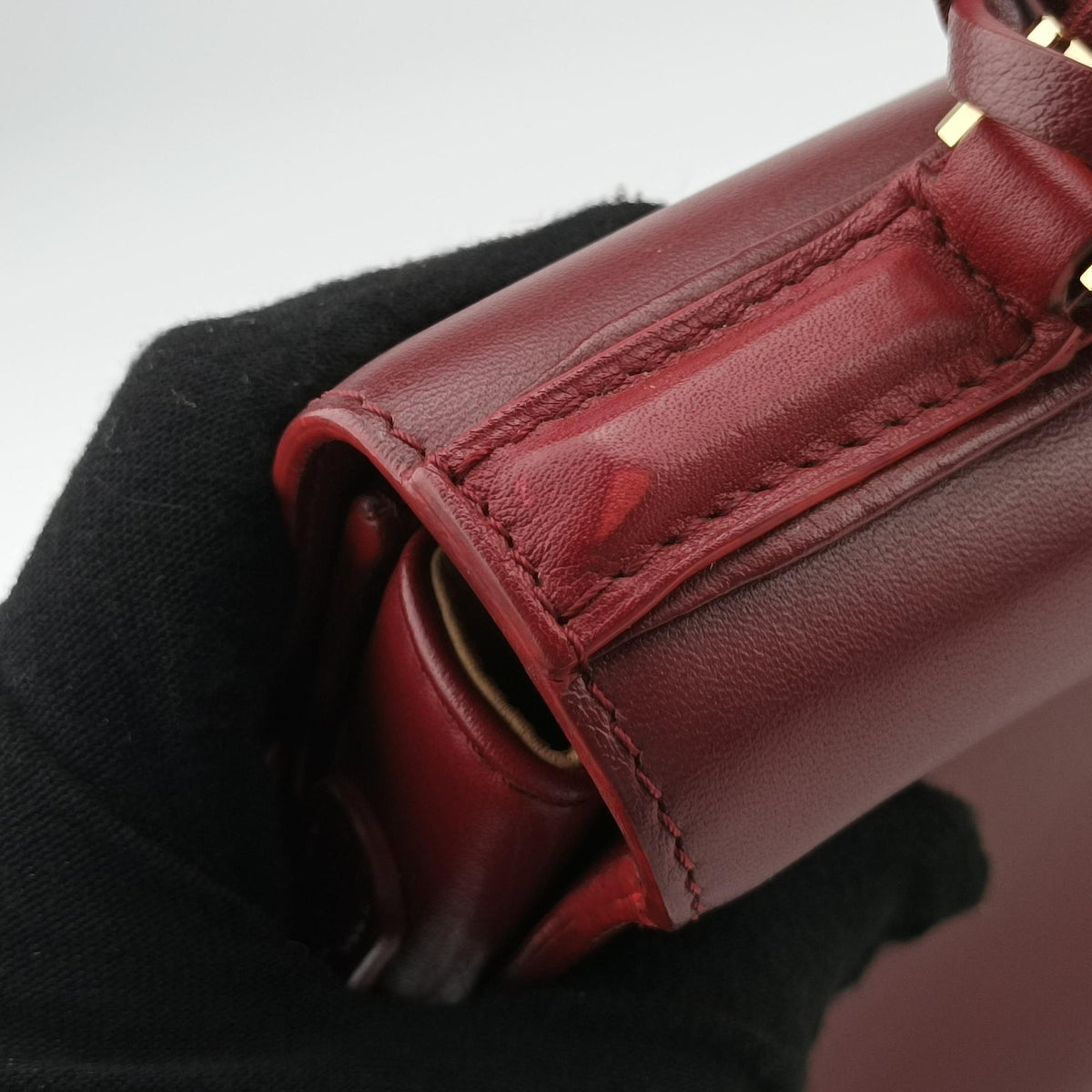 Pre-owned Delvaux Tampete Burgundy Leather  shoulderbag | stylenewstar