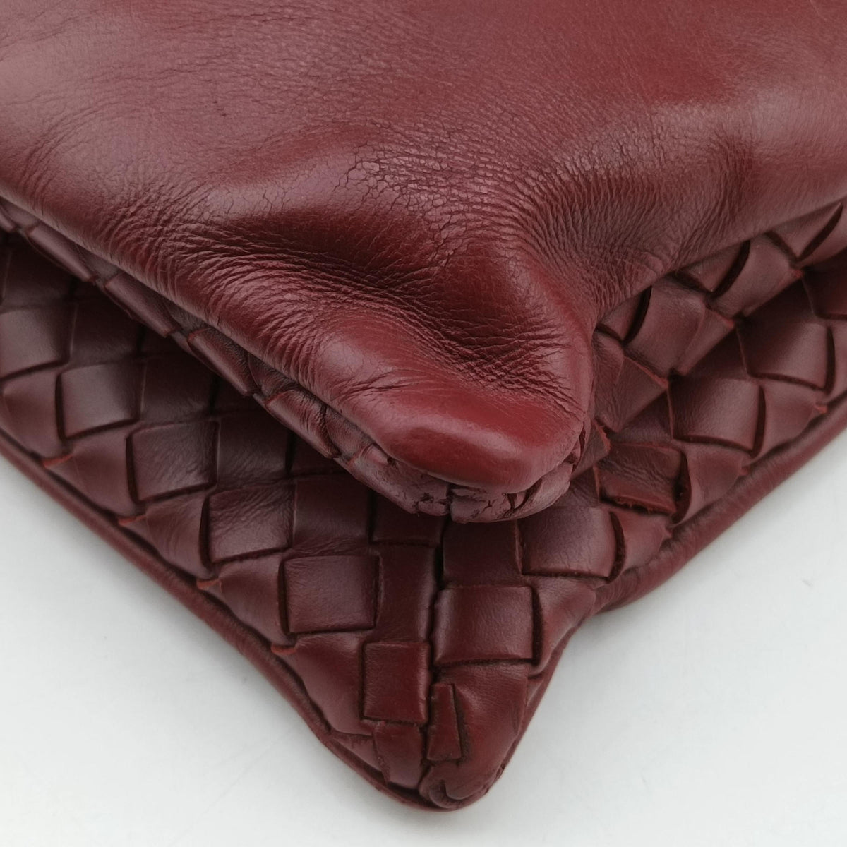 Pre-owned Bottega Veneta Intrecciato Red lambskin  shoulderbag | stylenewstar