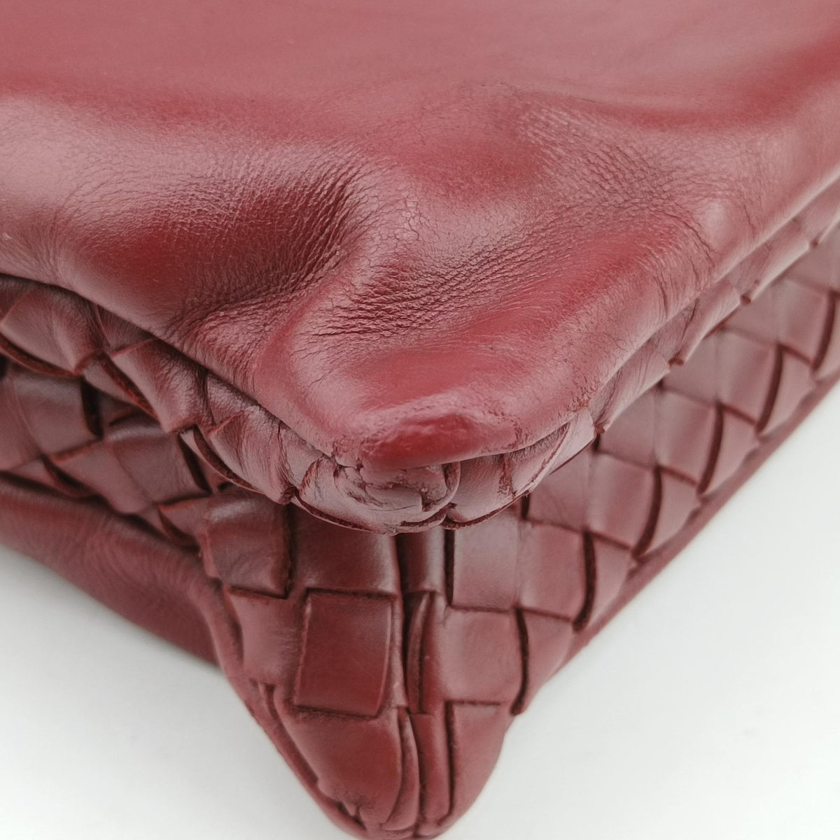 Pre-owned Bottega Veneta Intrecciato Red lambskin  shoulderbag | stylenewstar