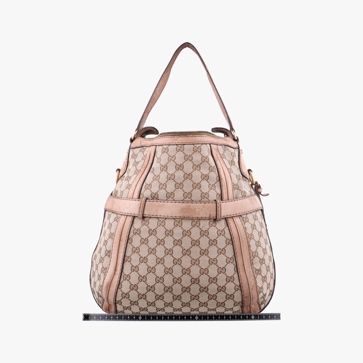 Pre-owned Gucci GG Running Beige Canvas × Suede 247185 shoulderbag | stylenewstar