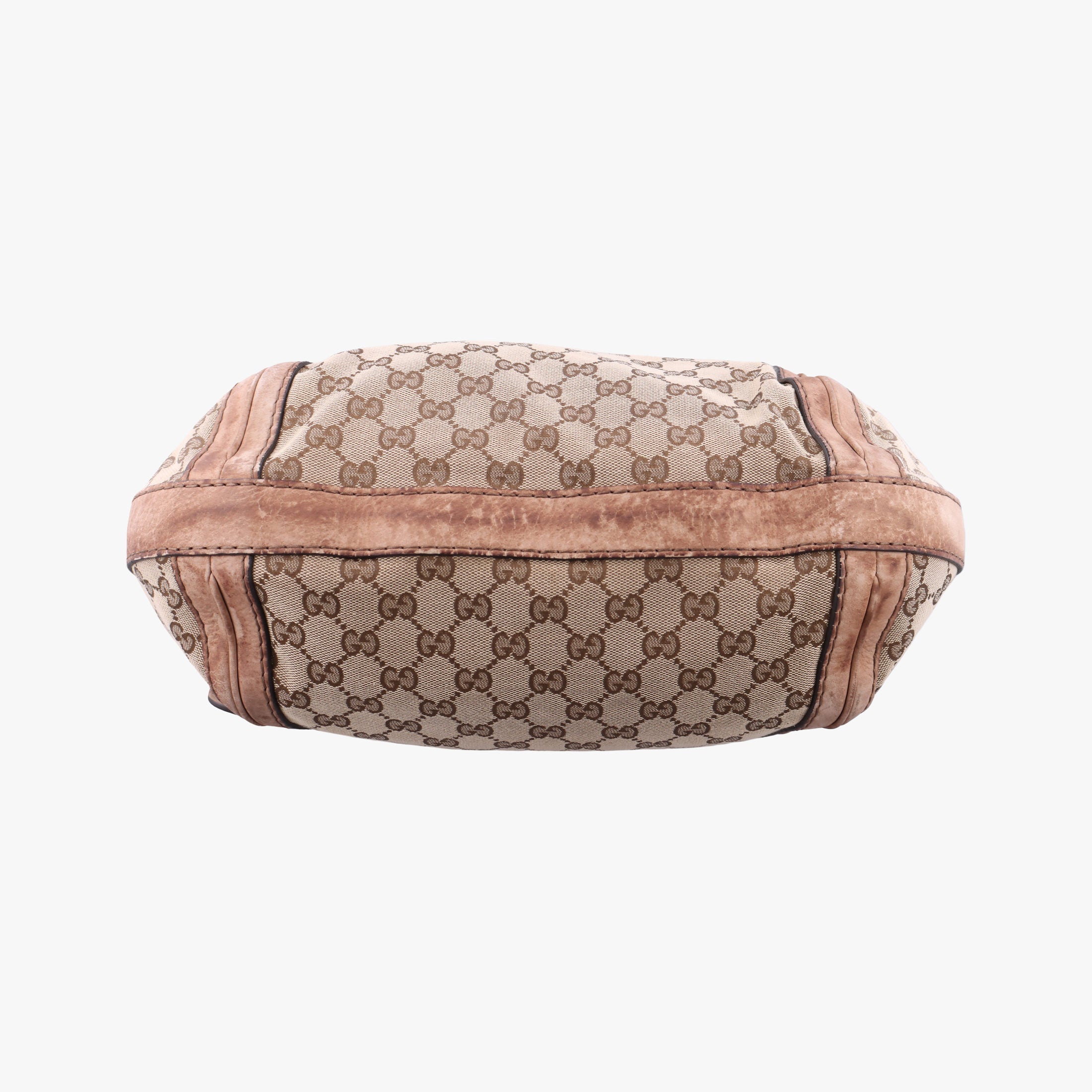 Pre-owned Gucci GG Running Beige Canvas × Suede 247185 shoulderbag | stylenewstar