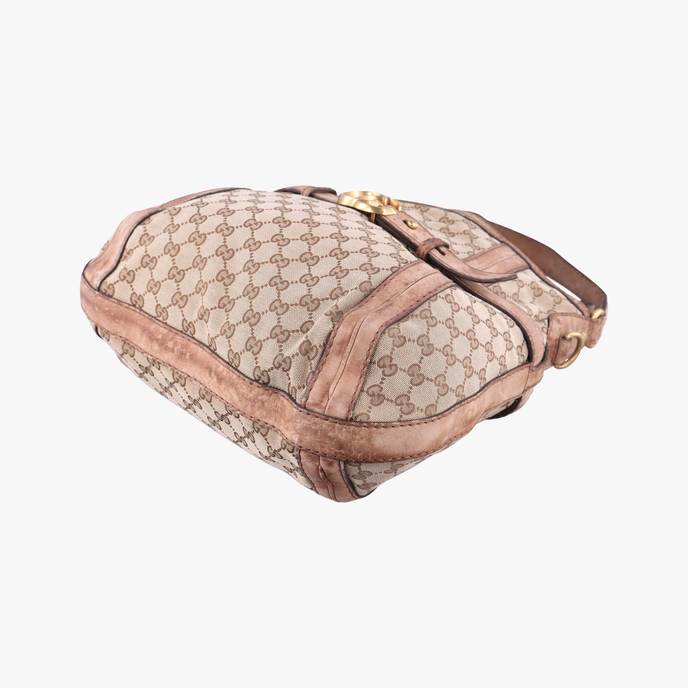 Pre-owned Gucci GG Running Beige Canvas × Suede 247185 shoulderbag | stylenewstar