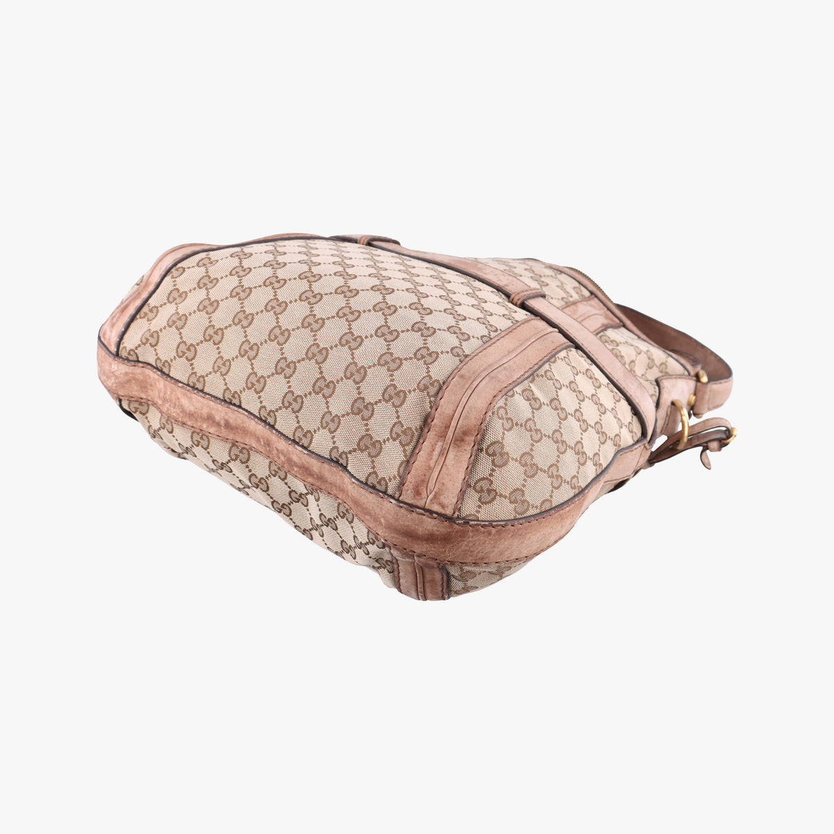 Pre-owned Gucci GG Running Beige Canvas × Suede 247185 shoulderbag | stylenewstar