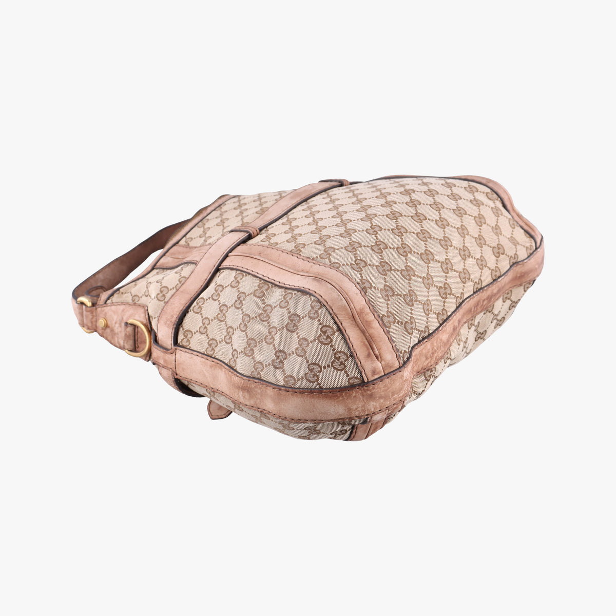 Pre-owned Gucci GG Running Beige Canvas × Suede 247185 shoulderbag | stylenewstar