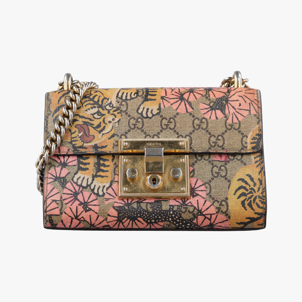 Pre-owned Gucci Padlock beige×Multicolour PVC coated canvas×Leather 409487 shoulderbag | stylenewstar