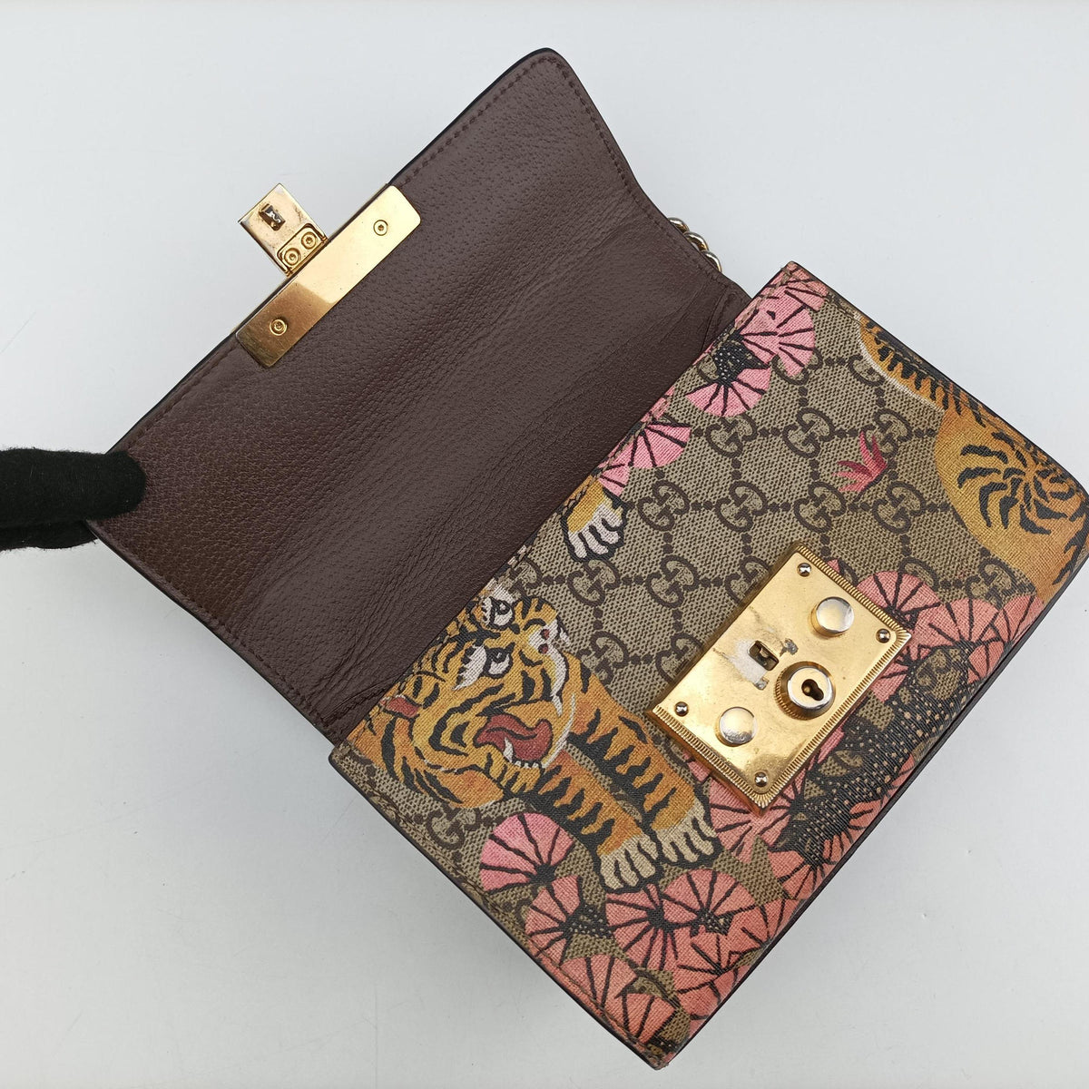 Pre-owned Gucci Padlock beige×Multicolour PVC coated canvas×Leather 409487 shoulderbag | stylenewstar