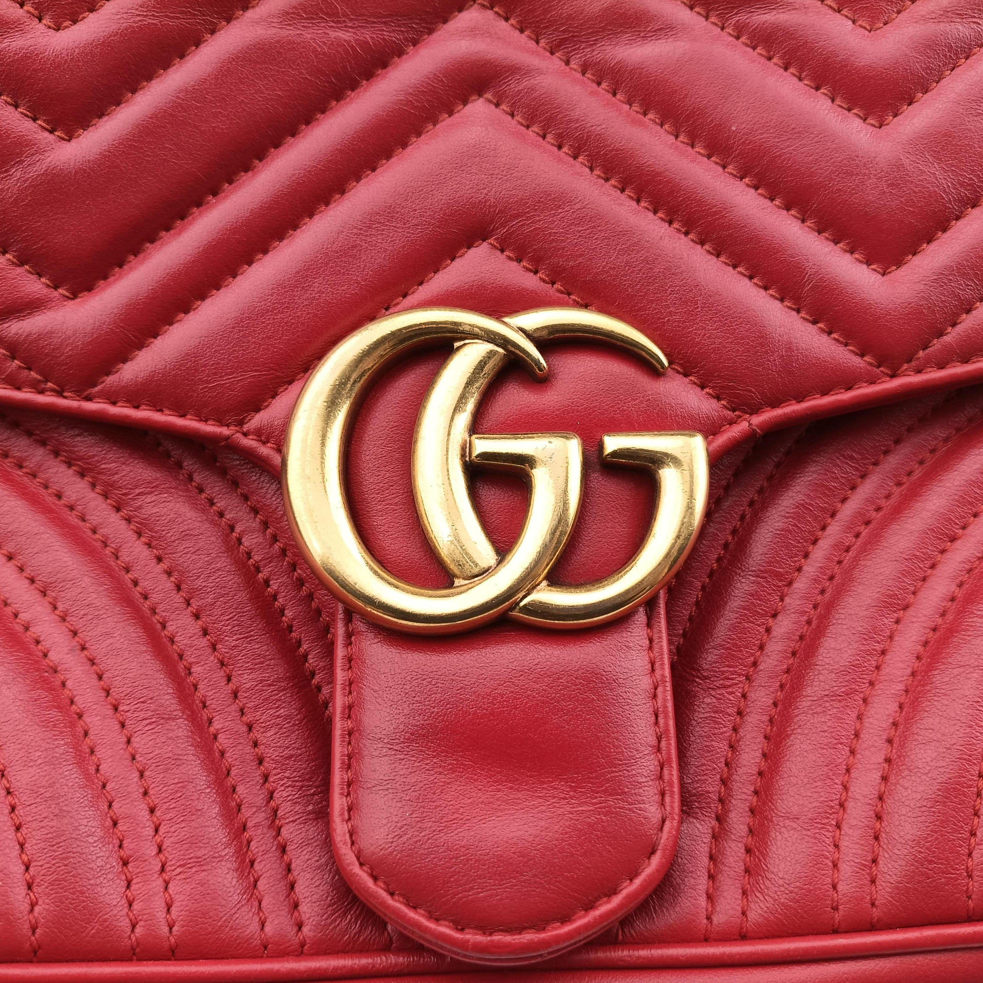 Vintage Gucci GG Marmont Red Leather 443497 shoulderbag | stylenewstar