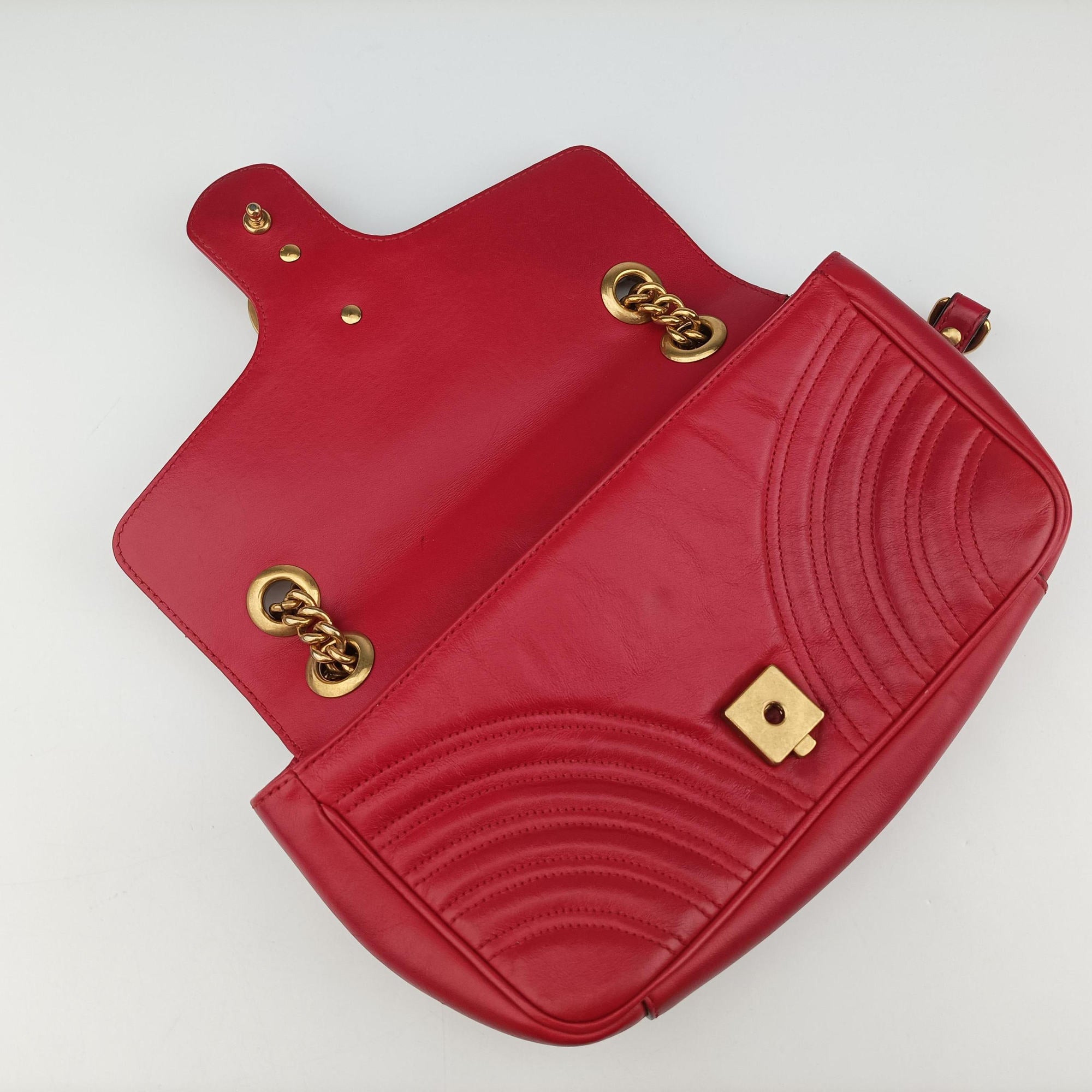 Vintage Gucci GG Marmont Red Leather 443497 shoulderbag | stylenewstar