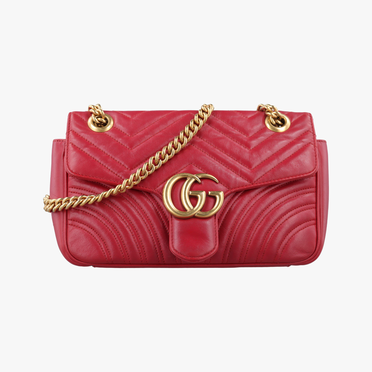 Pre-owned Gucci GG Marmont Red Leather 443497 shoulderbag | stylenewstar