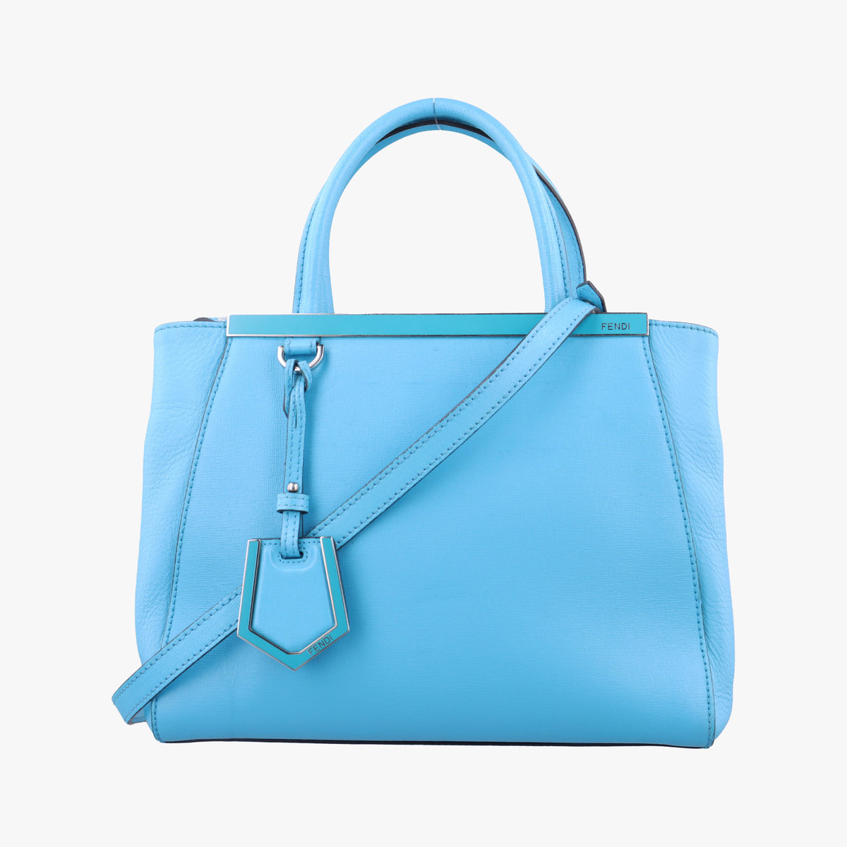 Pre-owned Fendi Petite 2 JOURS Blue Leather 8BH258 shoulderbag | stylenewstar